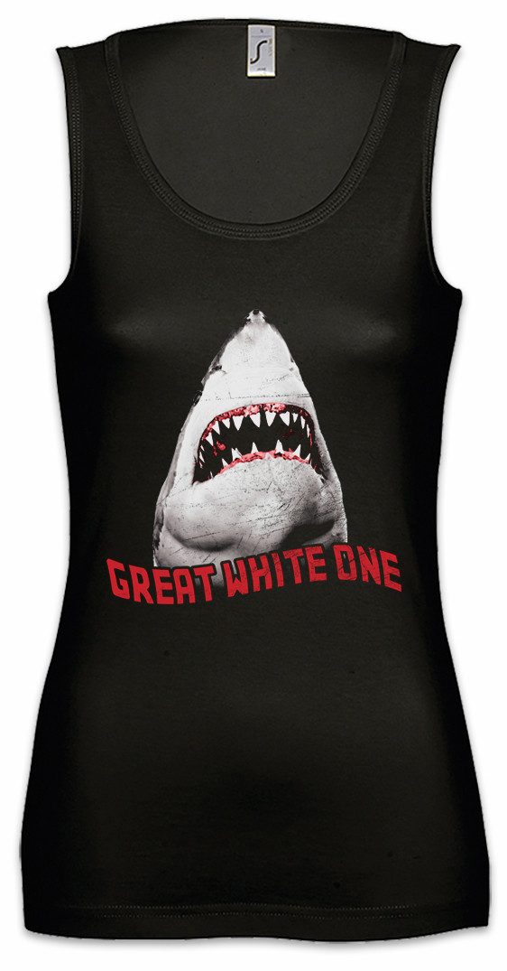 Urban Backwoods Tanktop White Shark II Ärmelloses Damen T-Shirt Weißer Hai Jaws Surfer Taucher Diver Größen Hawaii Maui