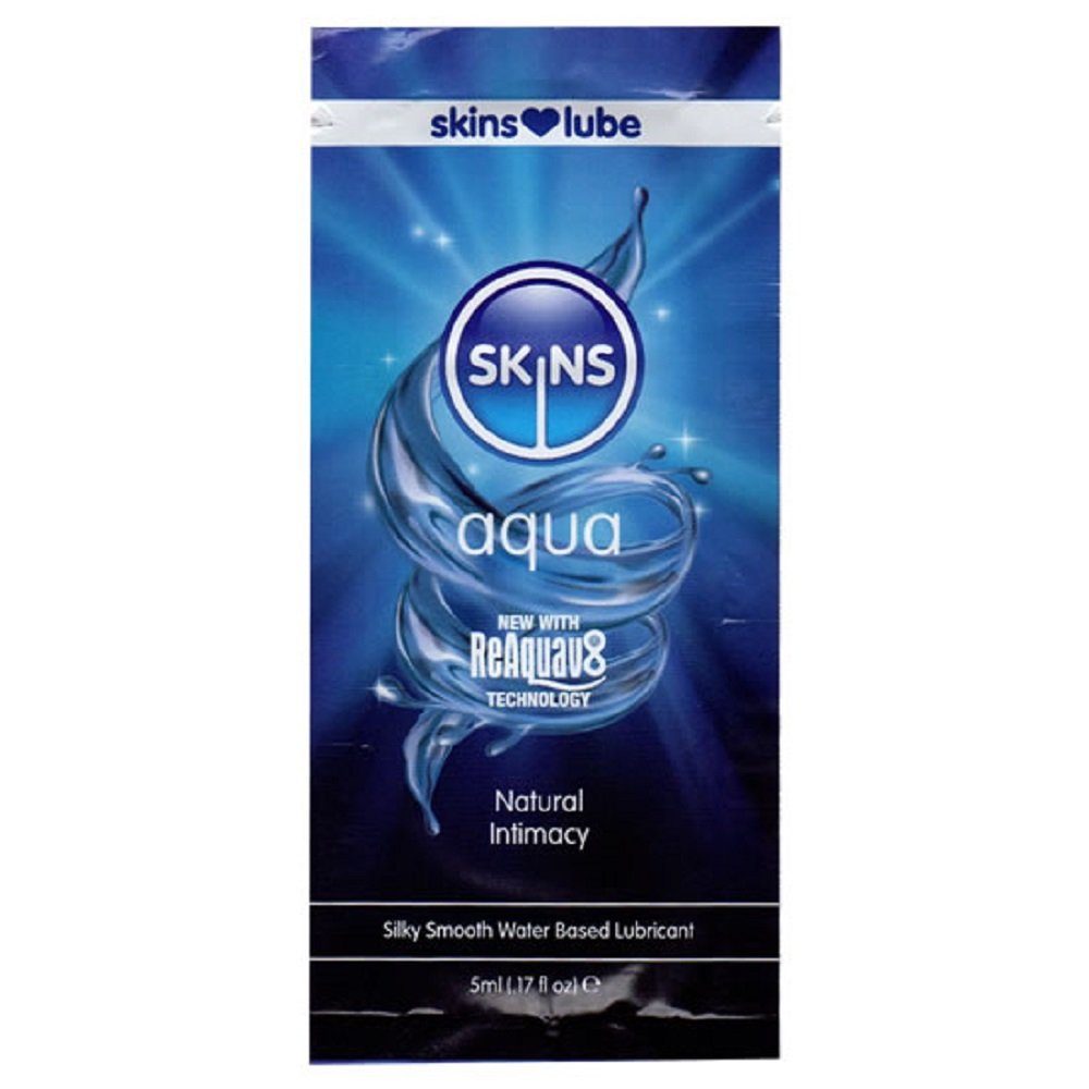 SKINS Condoms Gleitgel «Aqua» Natural Intimacy, für ein natürliches Gefühl, reaktivierbar, Sachet mit 5ml, 1-tlg., reaktivierbares Gleitgel auf Wasserbasis