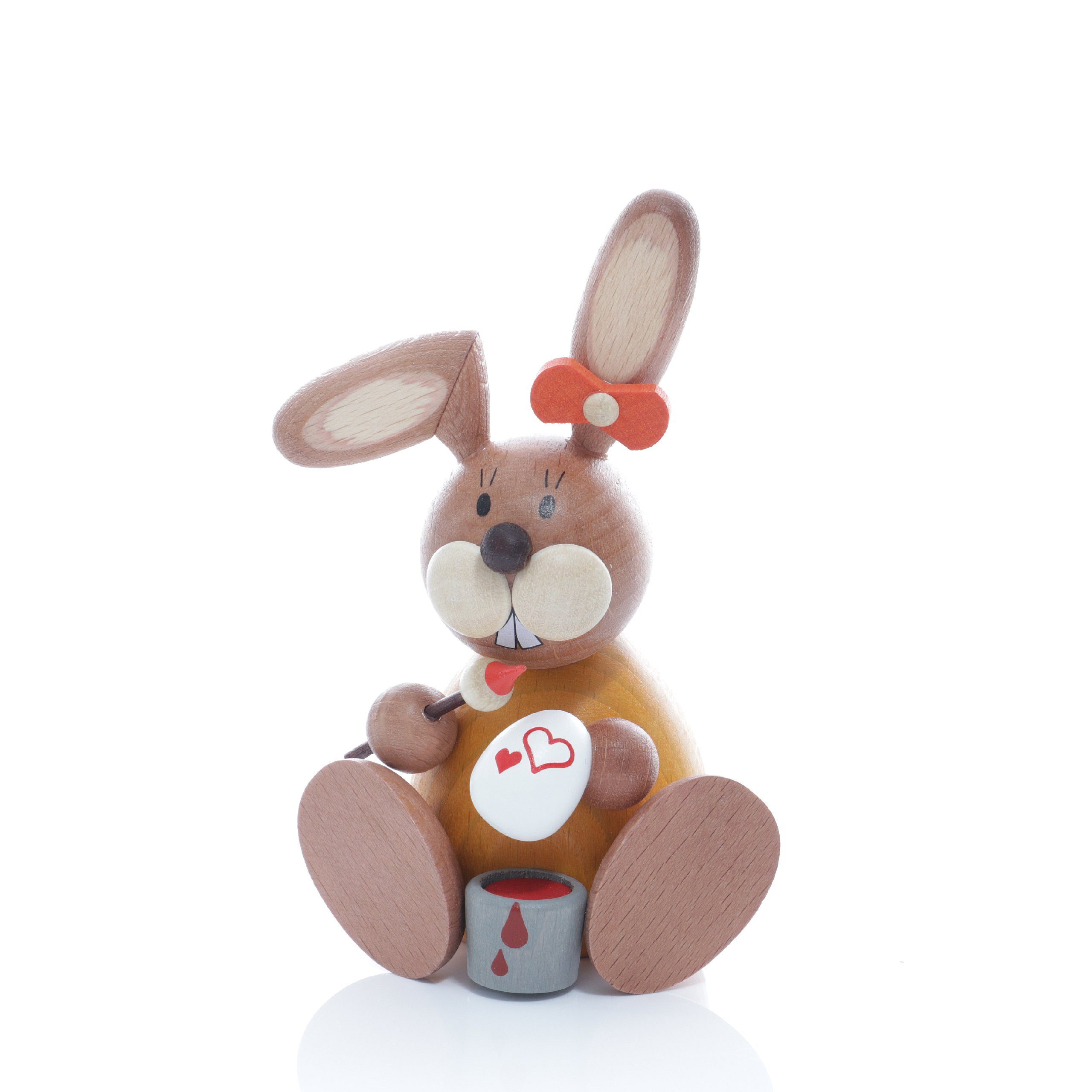Ullrich Kunsthandwerk Osterhase Osterhäsin sitzend malend mit Pinsel und Ei BxH 6x11cm NEU
