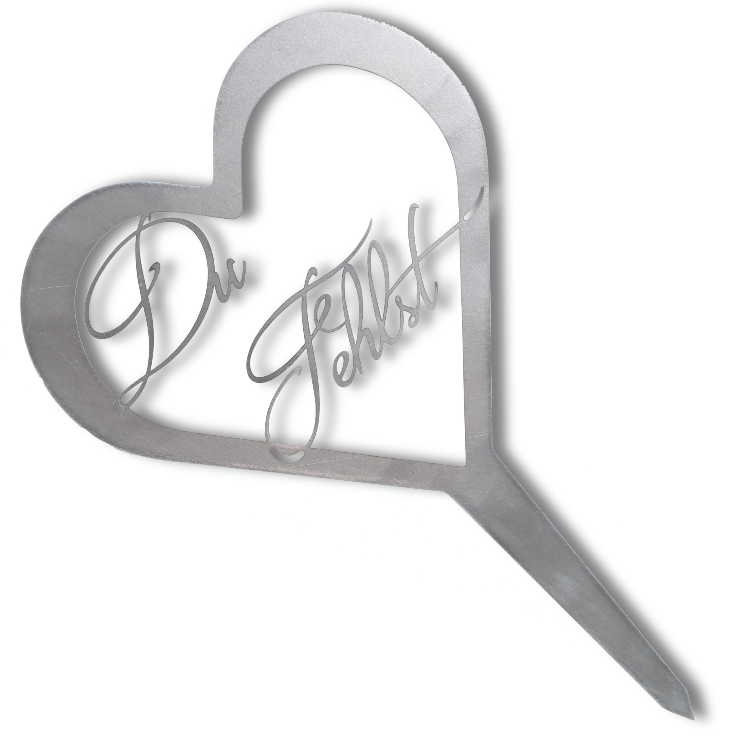 Rostikal Metallschild Grabschmuck Herz - Grab Deko mit Gravur Du Fehlst / Unvergessen