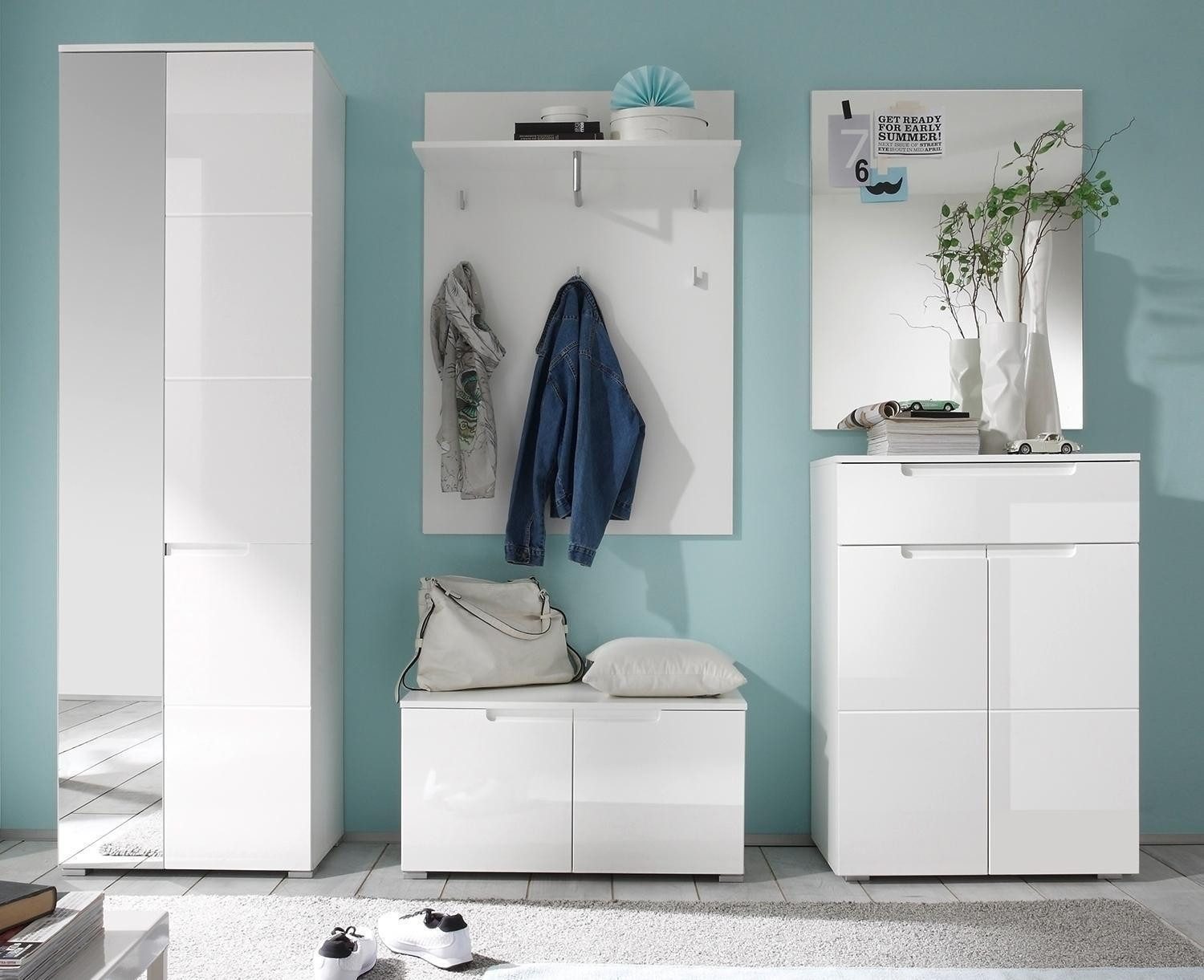 Garderobe Garderobenspiegel, SABIA, Grau, B 70 cm, T 2 cm