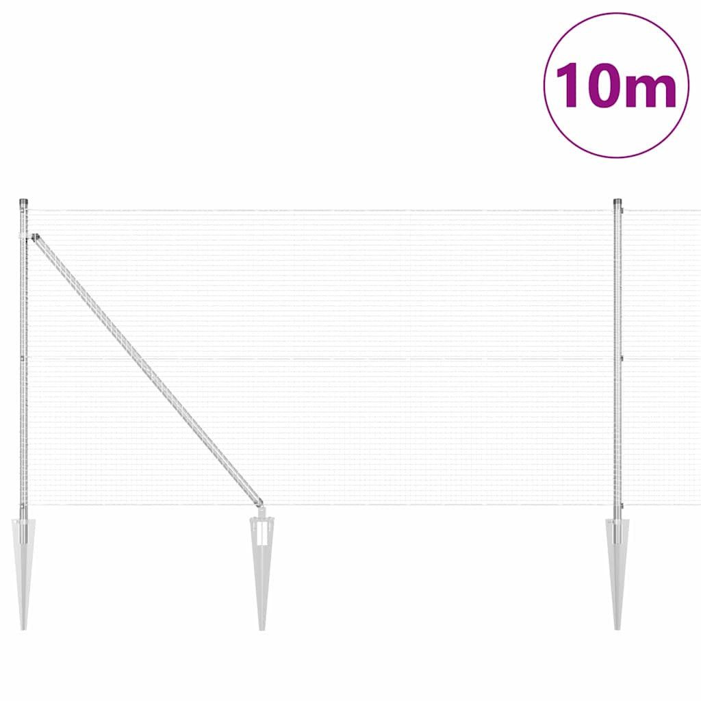 vidaXL Spike-montierter geschweißter Maschendrahtzaun Stahl Silber, (1-St)