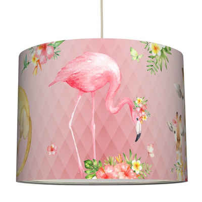 anna wand Pendelleuchte Lampenschirm Jolly Jungle rosa - Kinderzimmer Hängelampe Dschungel, Plug & Shine, LED wechselbar