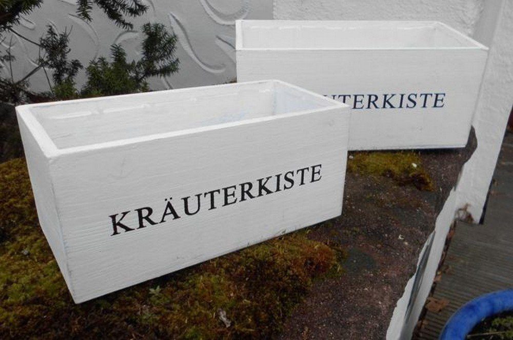 Deko-Impression Kräutertopf Kräuterkiste 2er Set Blumentöpfe Pflanzkisten Holz weiss 27 + 22 cm (2 St)