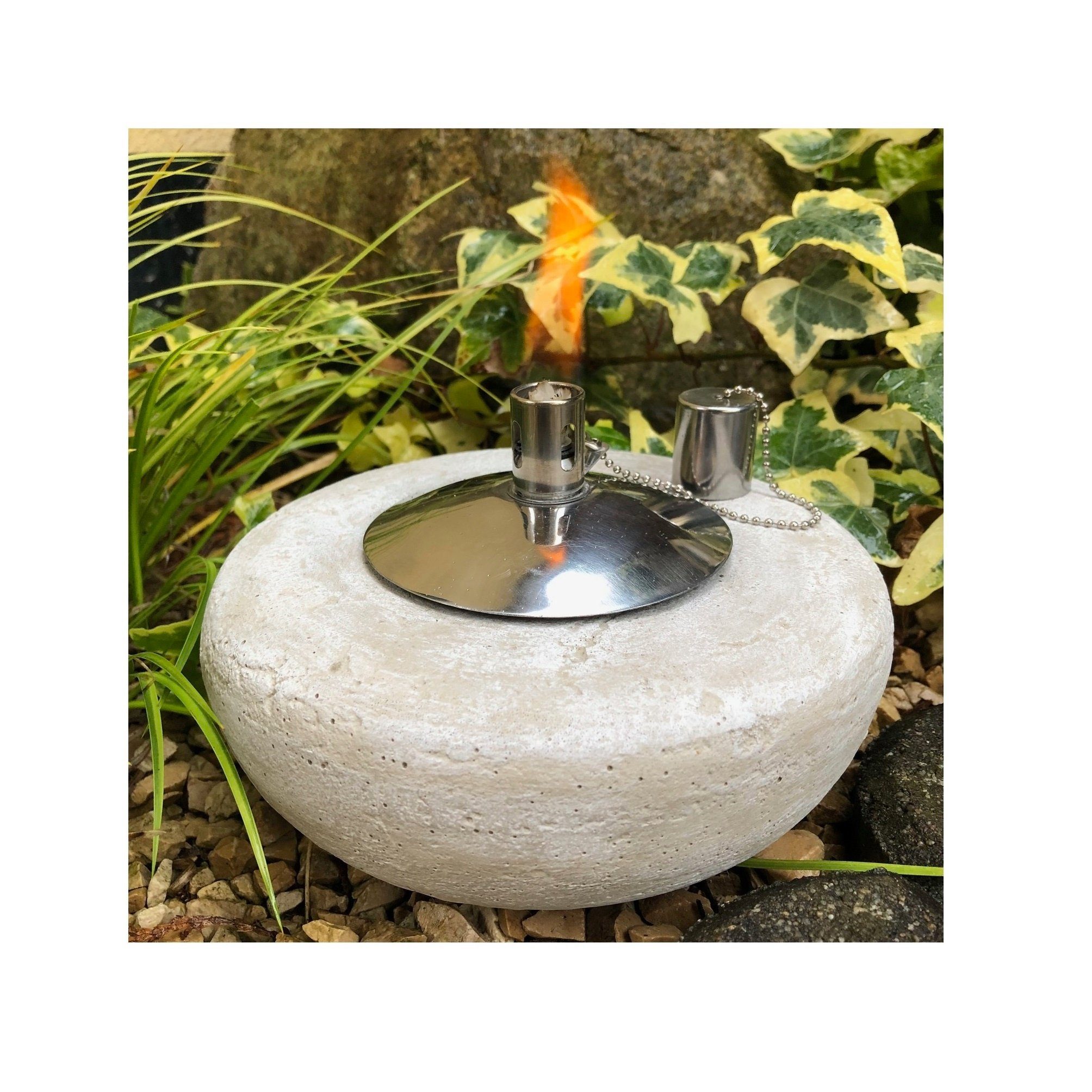 Radami Gartenfackel Gartenfackel Ölfackel Öllampe Garten Fackel Tischlampe Steinguss mit