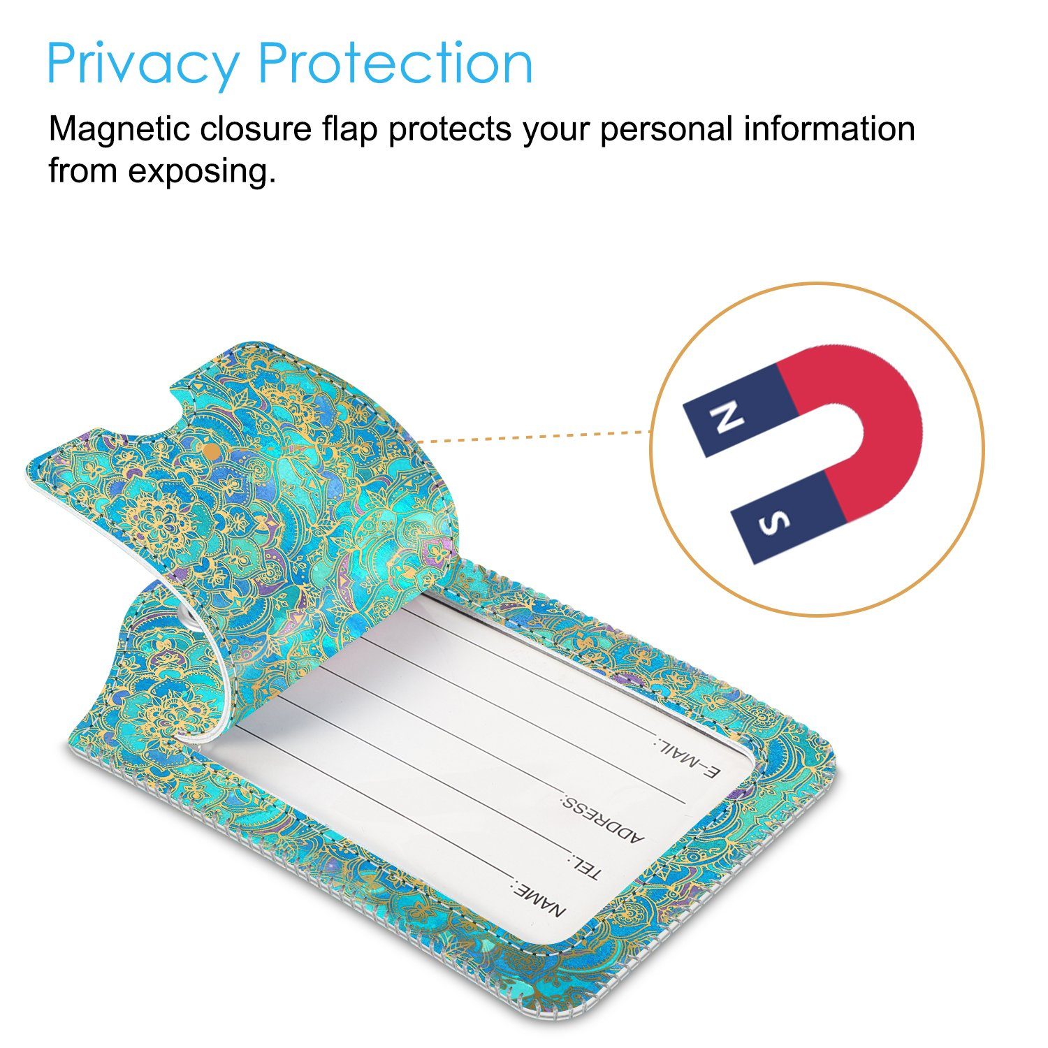 Fintie Gepäckanhänger Kofferanhänger mit Adressschild, Kunstleder Gepäckanh günstig online kaufen