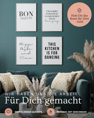 Heimlich Poster Set als Wohnzimmer Deko, Bilder DINA3 & DINA4, Küche, Sprüche & Texte