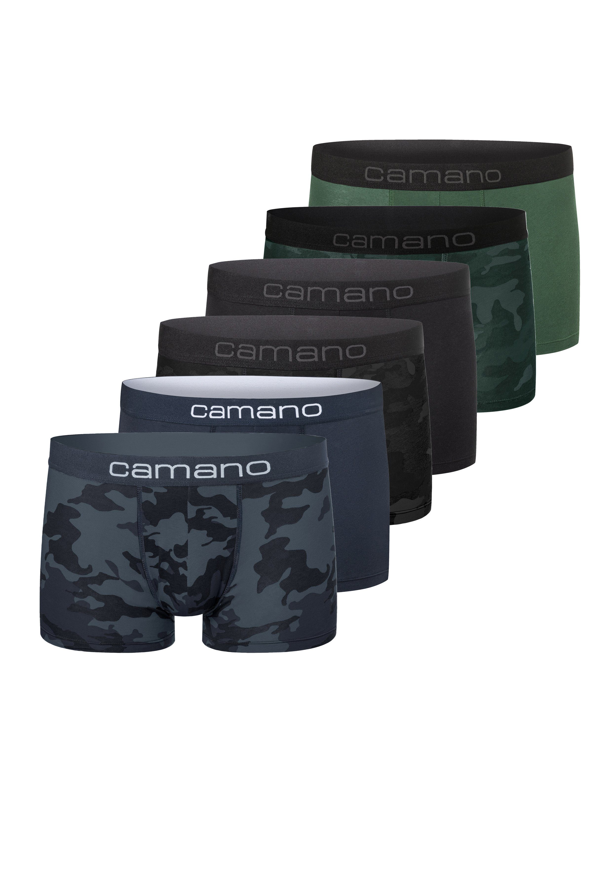 mit (BCI) Comfort (6-St) praktischen Camano Baumwolle 6er-Pack mehrfarbig im Boxershorts nachhaltigerer