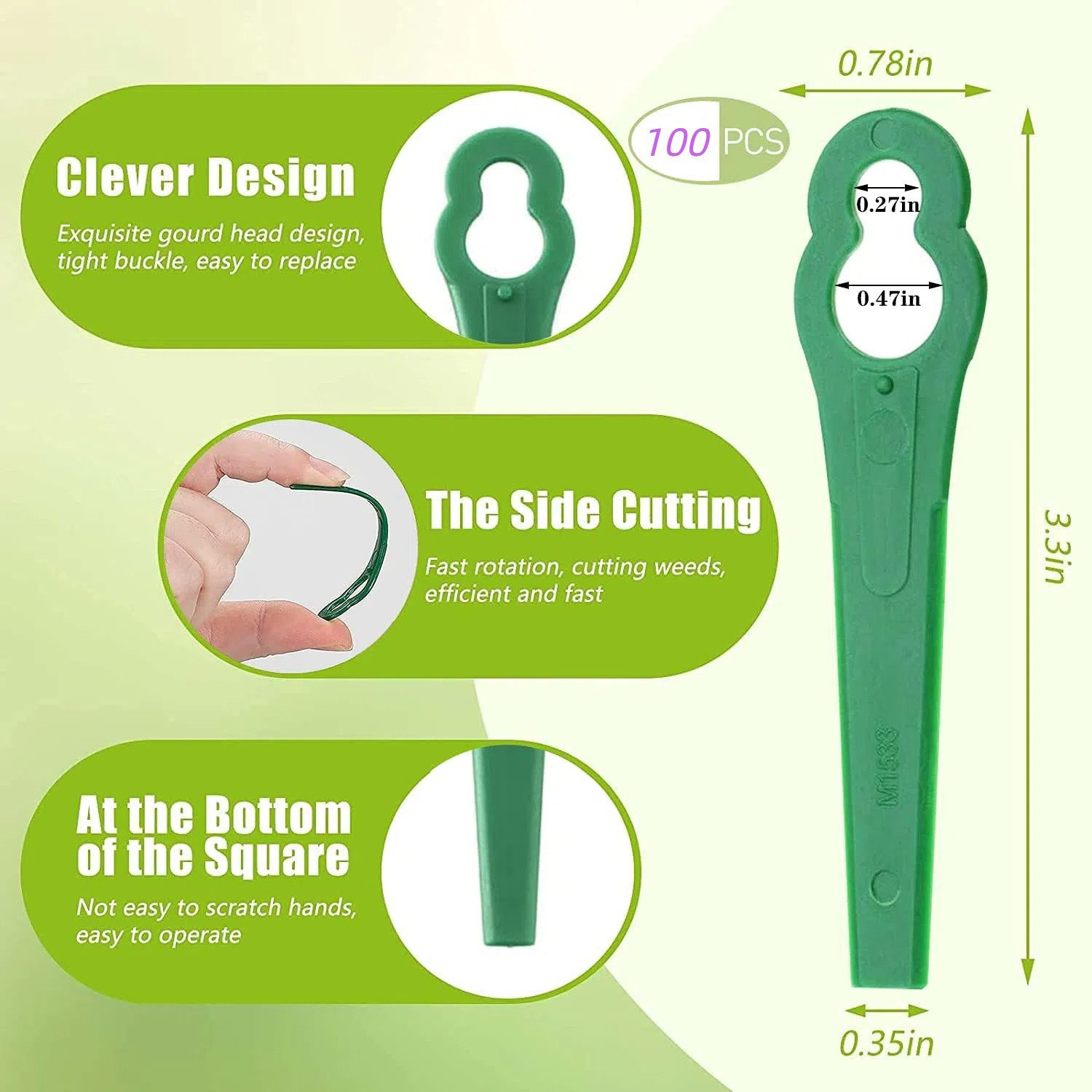 Thumbnail - BlingBin Rasenmähermesser 100 Stück Rasentrimmer Ersatzmesser, Kunststoff Ersatzmesser Trimmer (100er Set, 100-St., 100 ...