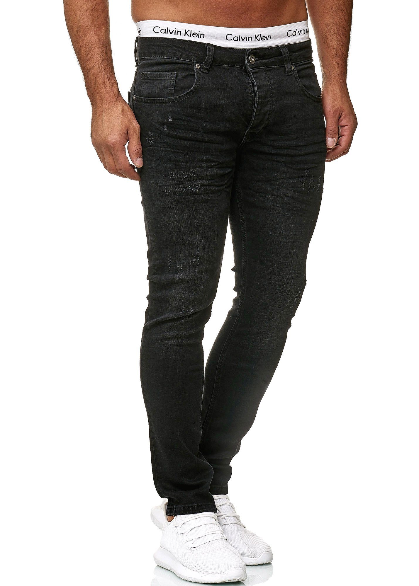 Code47 Skinny-fit-Jeans Code47 Designer Herren Jeans Hose Regular Skinny Fit Jeanshose Basic 603 Midnight Black Used