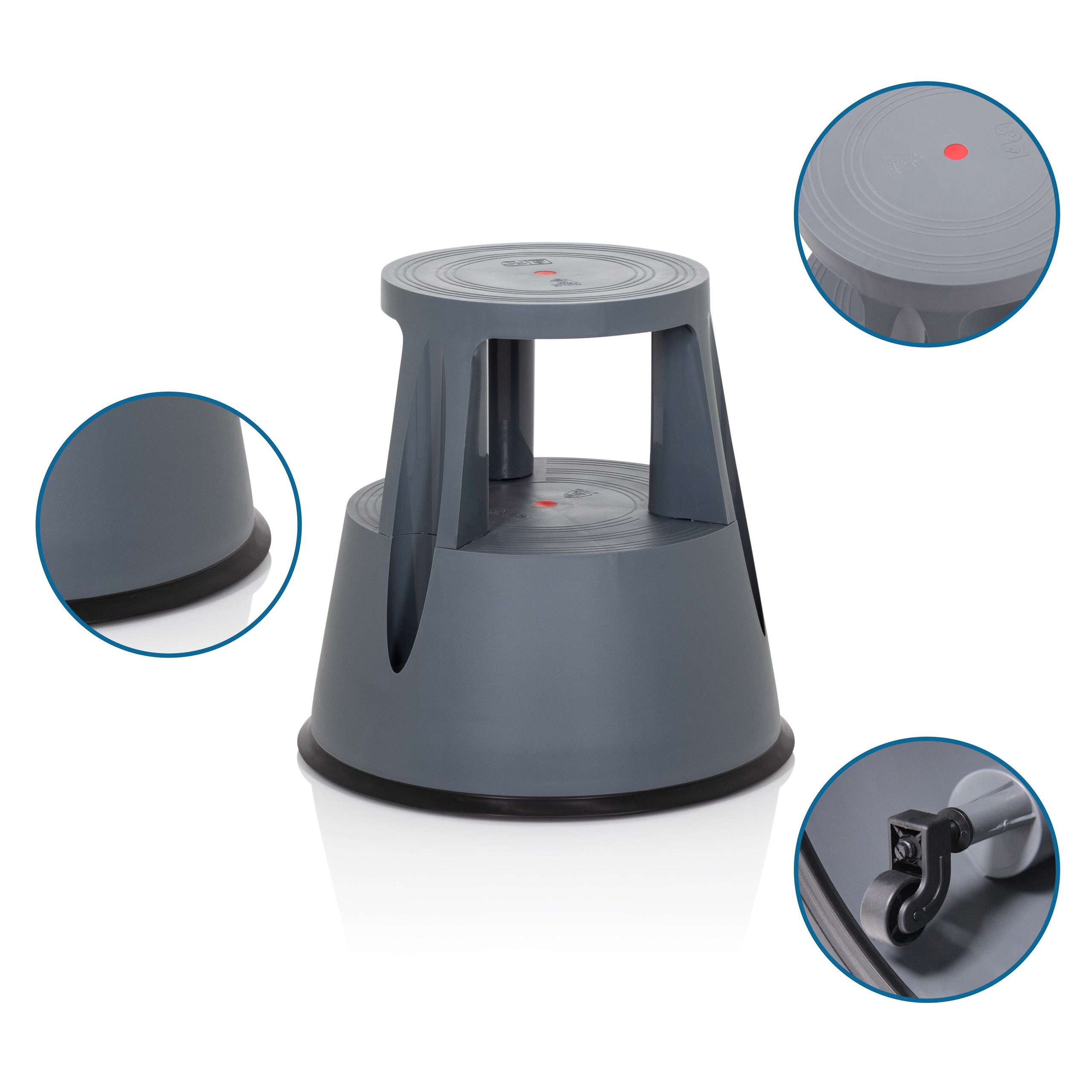 hjh OFFICE Tritthocker Tritthocker TIO-M I Kunststoff, Rollhocker