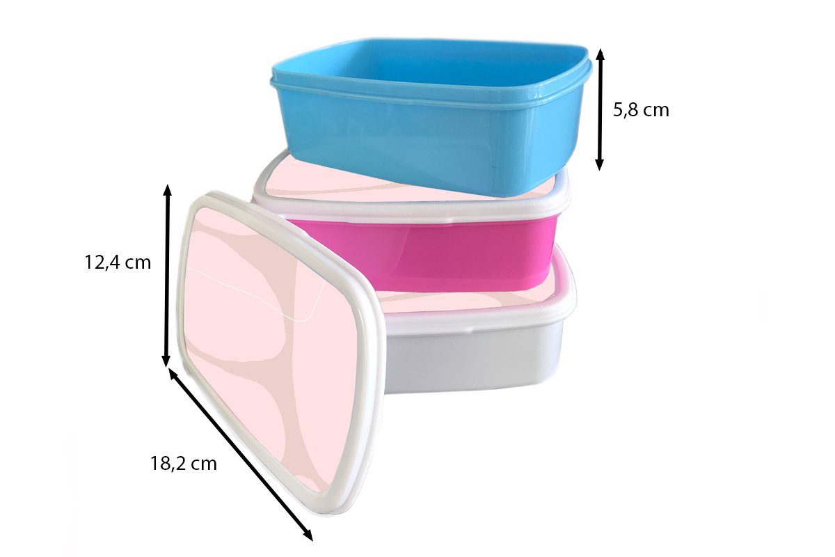 Kunststoff, Abstrakt, MuchoWow - Formen für und Erwachsene, weiß Jungs Rosa Brotbox (2-tlg), Brotdose, Kinder für und Mädchen Geometrische - Lunchbox