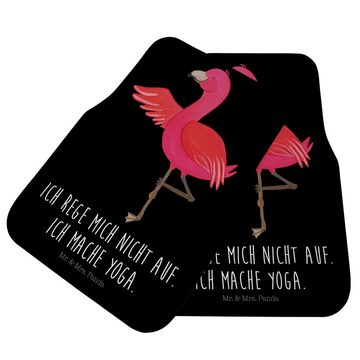 Fußmatte Flamingo Yoga - Schwarz - Geschenk, Yoga-Übung, Schmutzmatte Auto, Au, Mr. & Mrs. Panda, Höhe: 0.5 mm