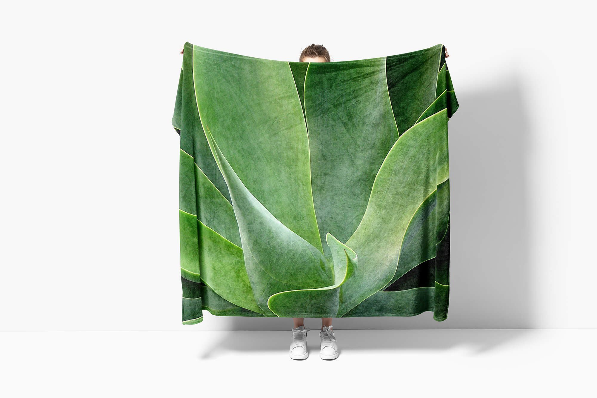 Sinus Art Handtücher Nahau, Pflanze Saunatuch Kuscheldecke Baumwolle-Polyester-Mix Strandhandtuch Handtuch Fotomotiv Handtuch Grün mit (1-St)