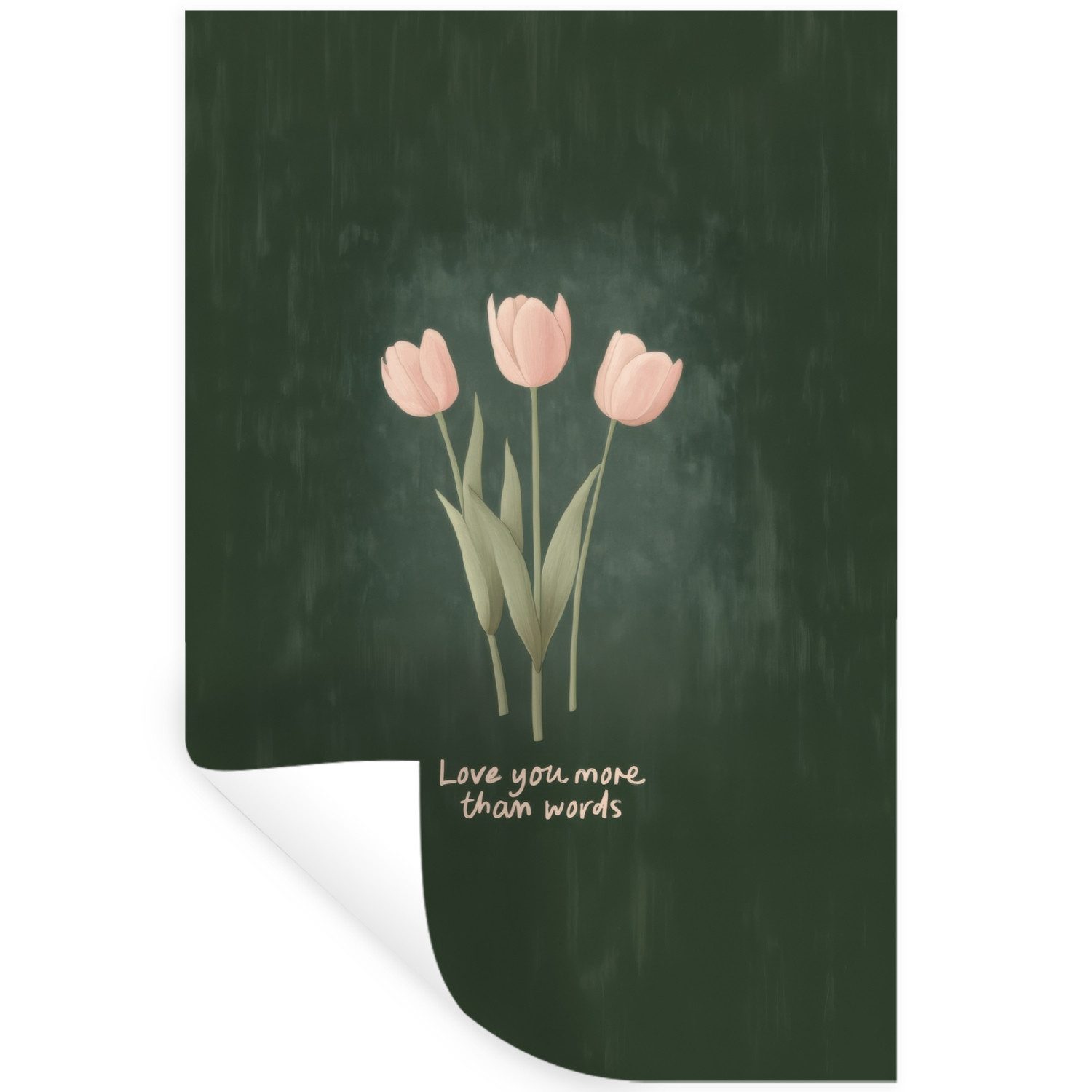 MuchoWow Wandsticker Tulpen - Rosa - Text - Liebe (1 St), Wanddeko, Aufkleber, Wandtattoo, 80x120 cm