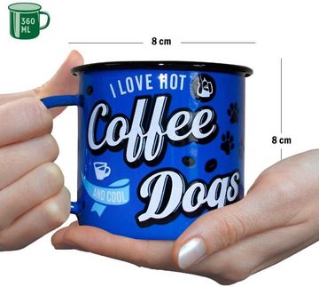 Nostalgic-Art Tasse Emaille-Becher - Pfotenschild - Hot Coffee und Cool Dogs