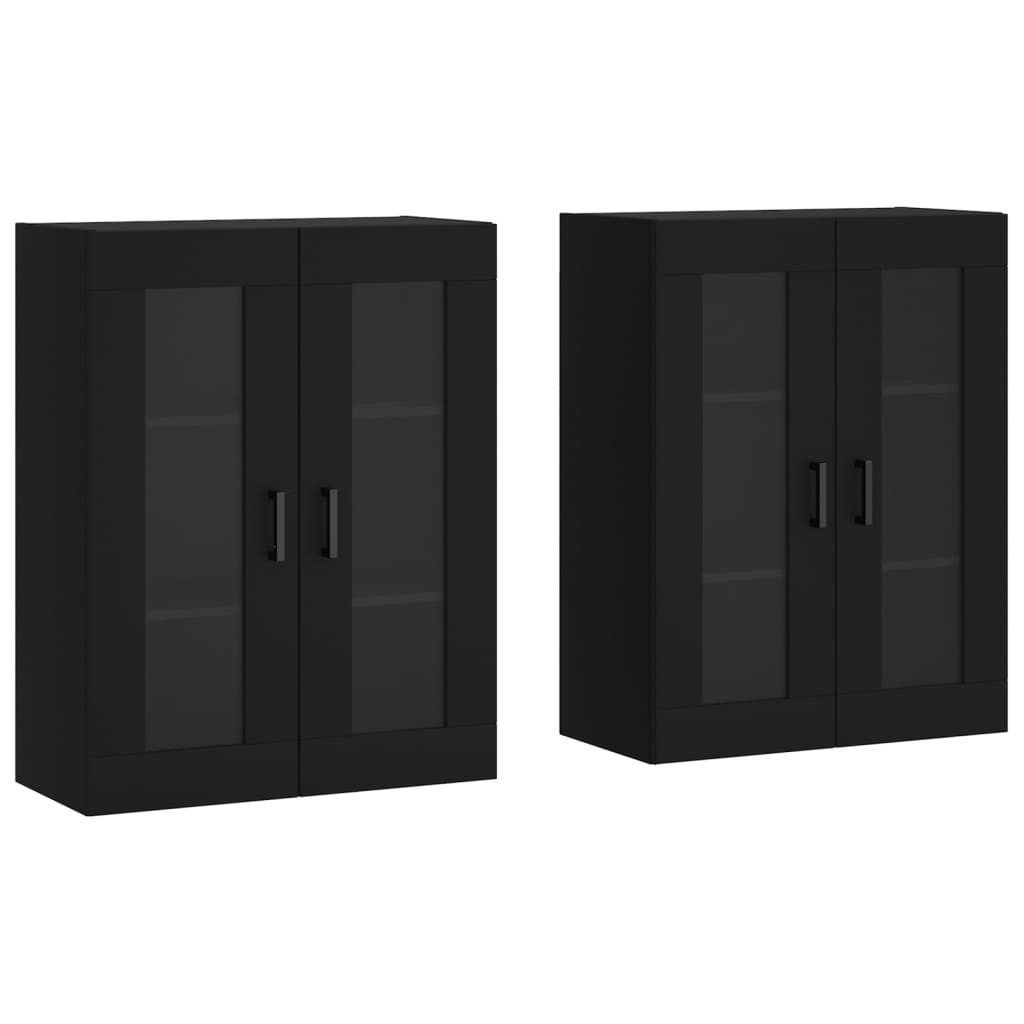 vidaXL Sideboard Wandschränke 2 Stk. Schwarz günstig online kaufen
