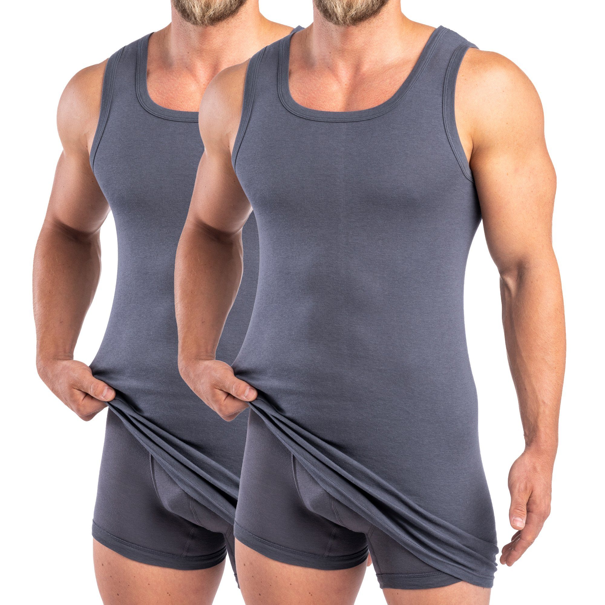 HERMKO Unterhemd 16027 2er Pack Herren extralanges Unterhemd aus Baumwolle günstig online kaufen