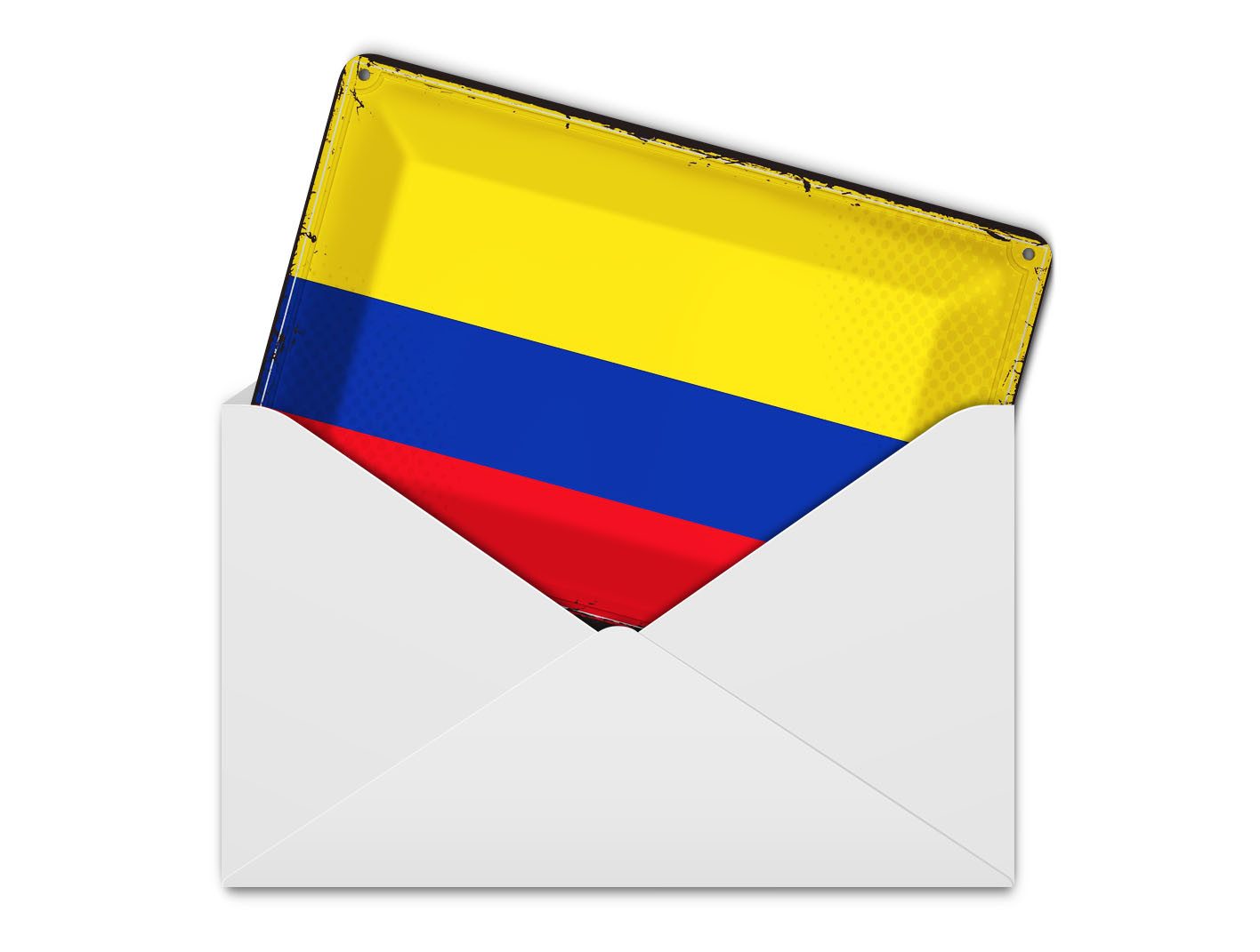 Femer GmbH Postkarte Flagge Kolumbiens 14x10 cm Retro Flag Colombia, unfrankiert