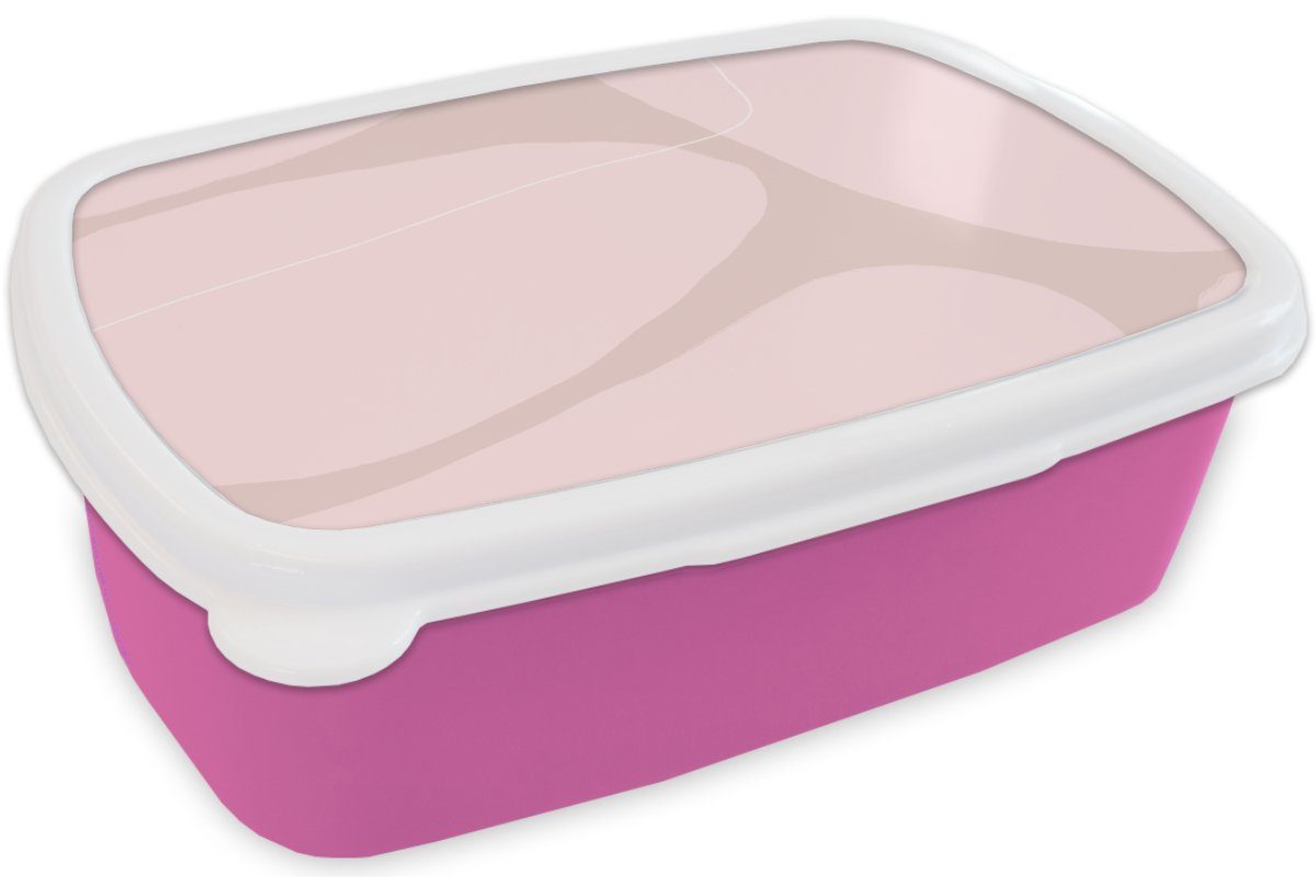 Rosa Geometrische Mädchen, - Brotdose Brotbox Lunchbox (2-tlg), Kunststoff MuchoWow Snackbox, Formen Kinder, Kunststoff, für Abstrakt, Erwachsene, -