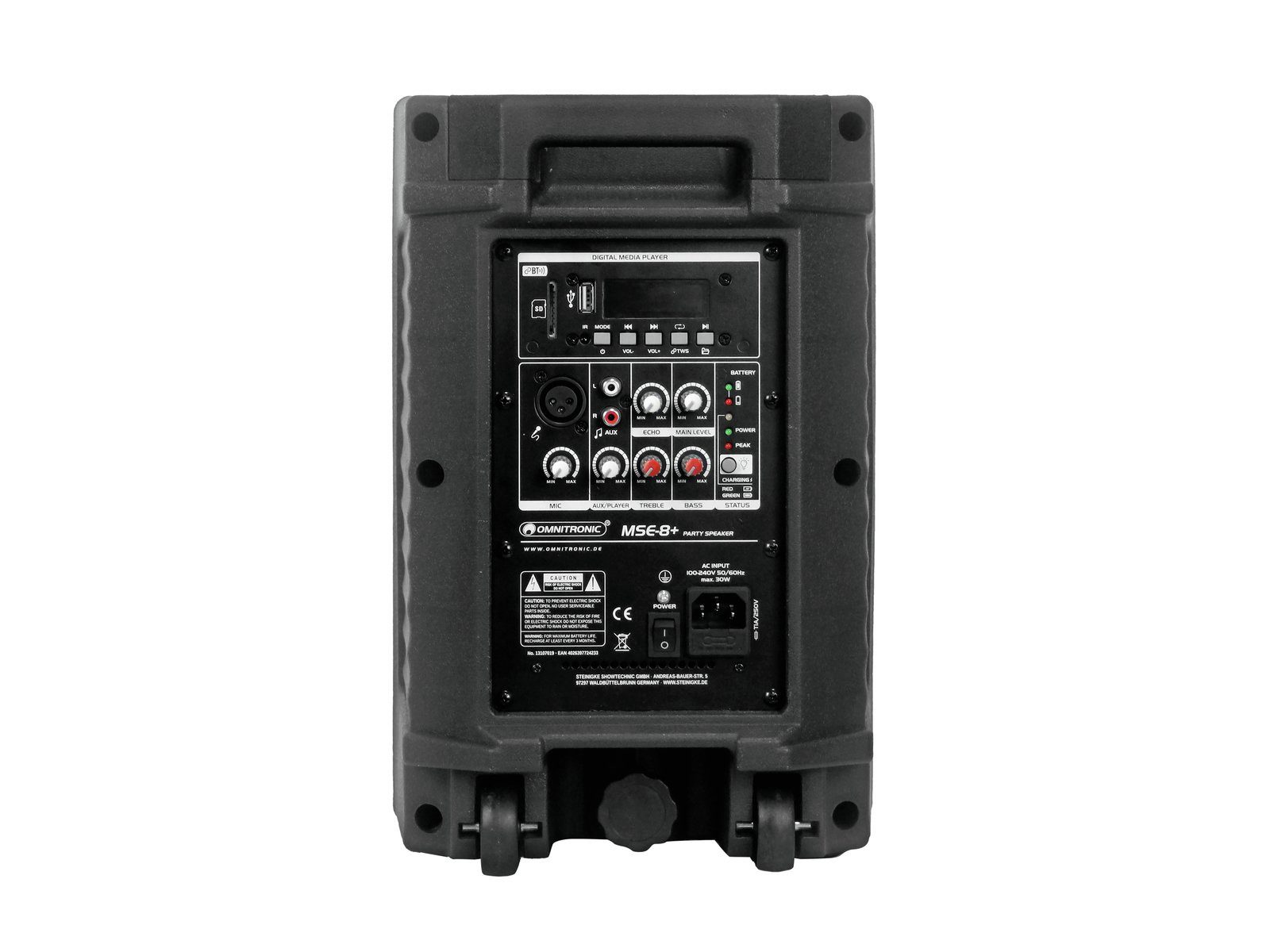 Omnitronic MSE-8+ Akku Partylautsprecher mit LED-Effekten Bluetooth-Lautsprecher (25 W, Bluetooth)