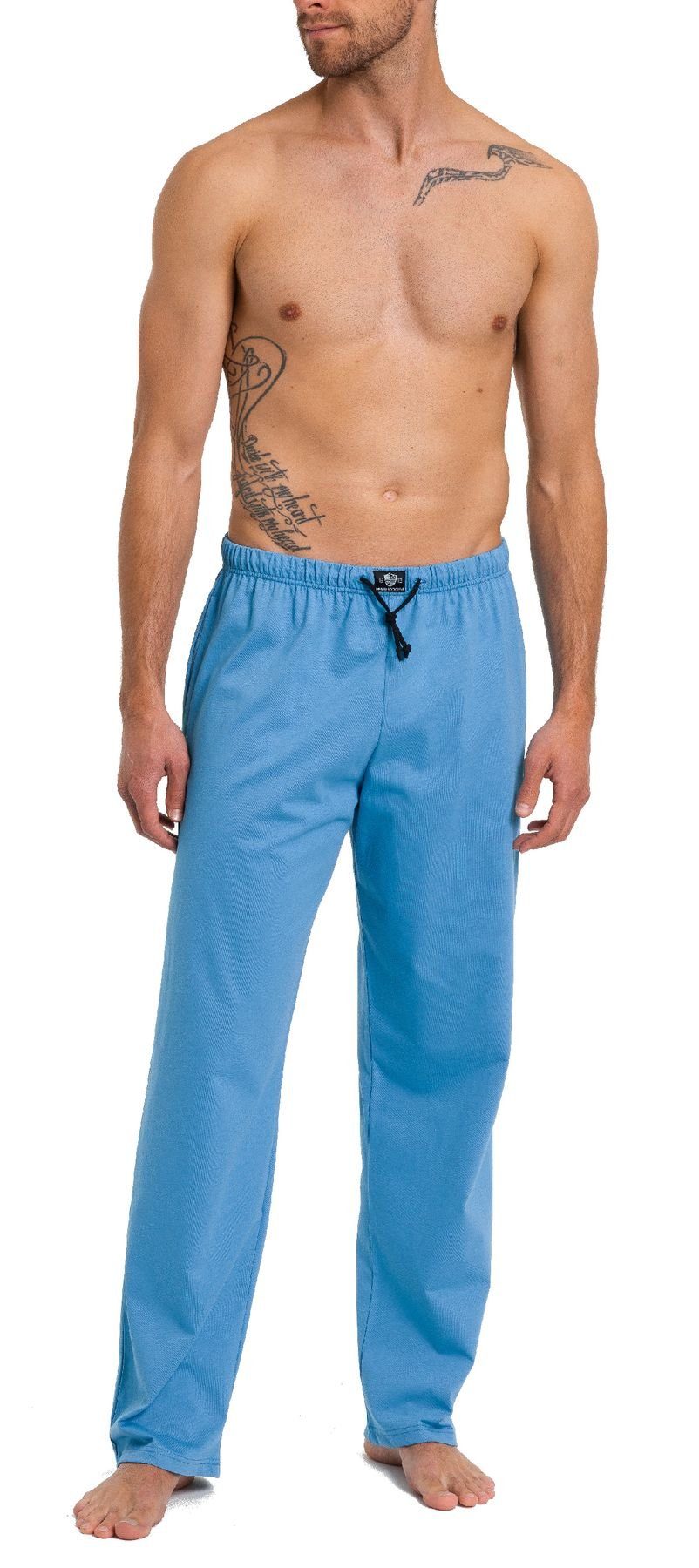 HAASIS Bodywear 1919 Pyjamahose Herren Optimale Passform, formbeständig, 77118873-horizont pflegeleicht, strapazierfähig (1-tlg) Jerseyhose