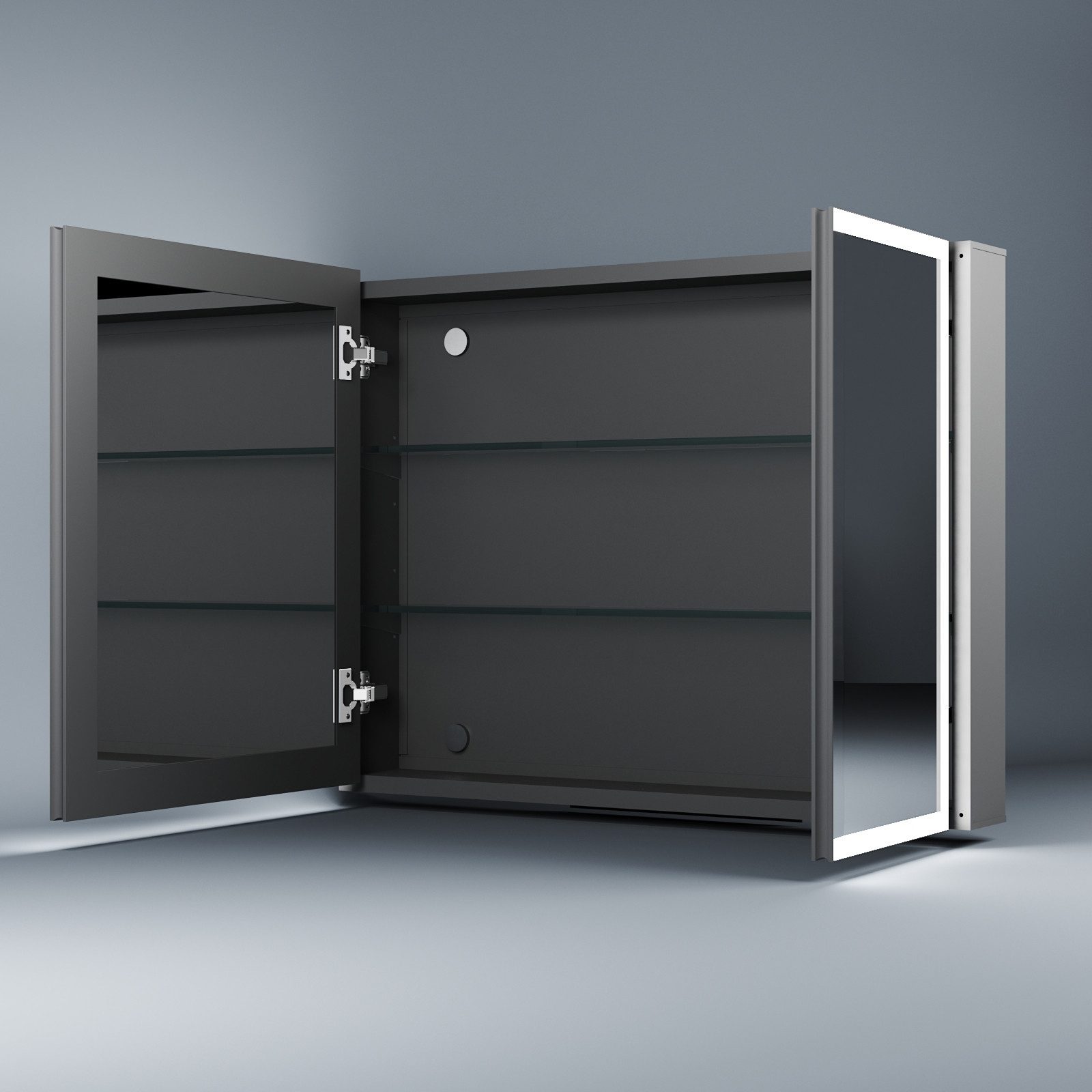 WDWRITTI Spiegelschrank Alu Badezimmerspiegelschrank mit beleuchtung 2-türi günstig online kaufen