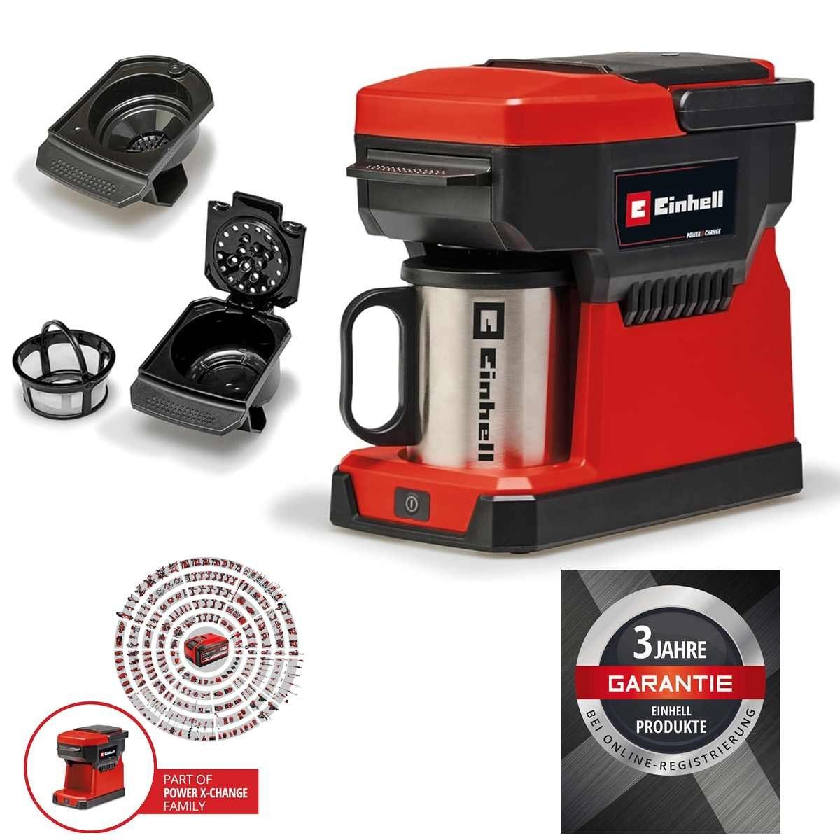 Einhell Reisekaffeemaschine Akku-Kaffeemaschine TE-CF 18 Li- Power X-Change 18 V Solo ohne Akku