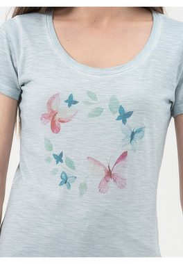 ORGANICATION T-Shirt Garment Dyed T-Shirt aus Bio-Baumwolle mit Schmetterling-Print in Miamisky