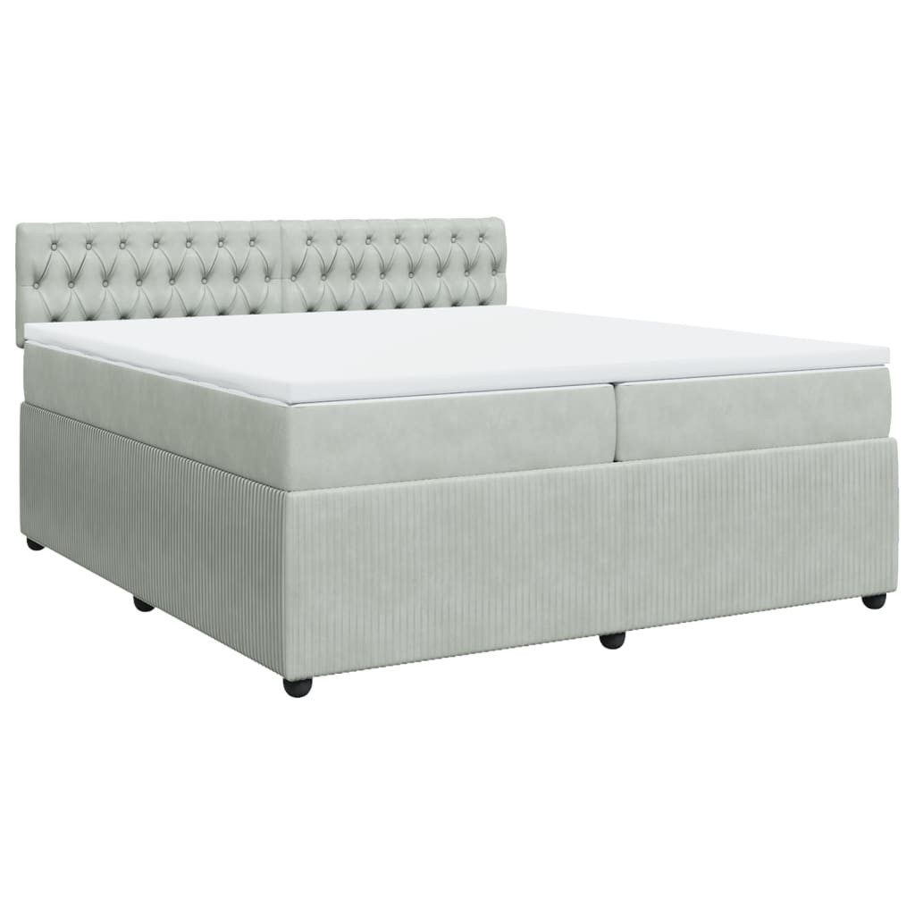 Bett Boxspringbett mit Matratze Hellgrau 200x200 cm Samt