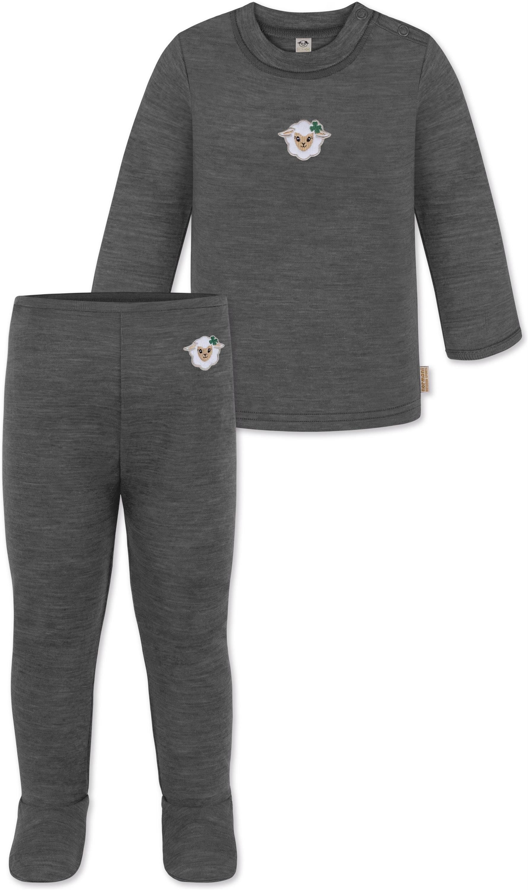 Langarmwickelbody Baby Merino Set Wollpullover und Unterhose