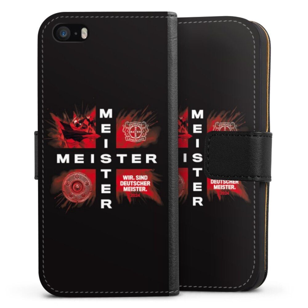 DeinDesign Handyhülle Bayer 04 Leverkusen Meister Offizielles Lizenzprodukt, Apple iPhone 5 Hülle Handy Flip Case Wallet Cover Handytasche Leder