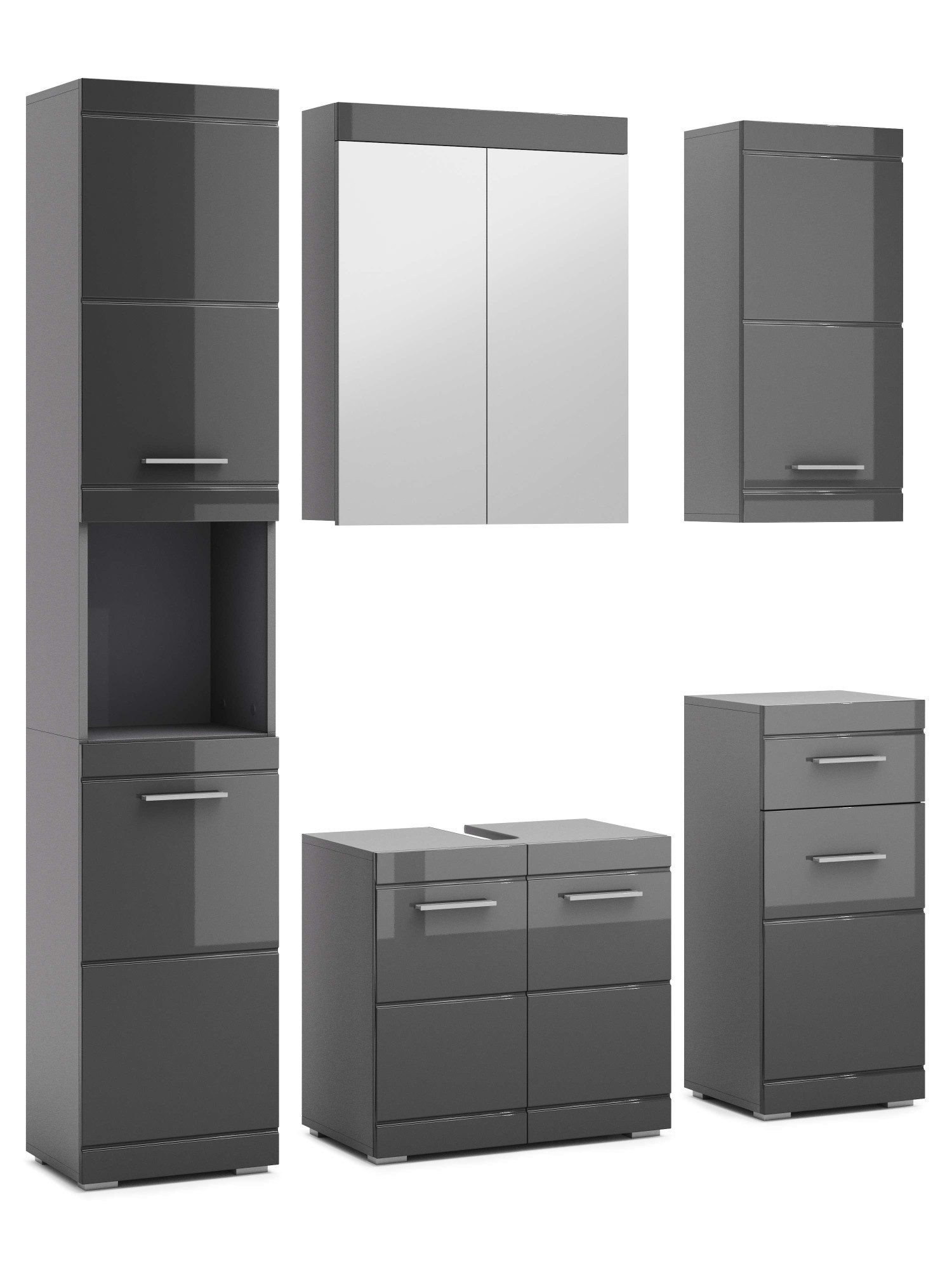 OTTO home Badmöbel-Set Föhr, (Set, 5-St), mit eleganten Hochglanzfronten, FSC® zertifiziert