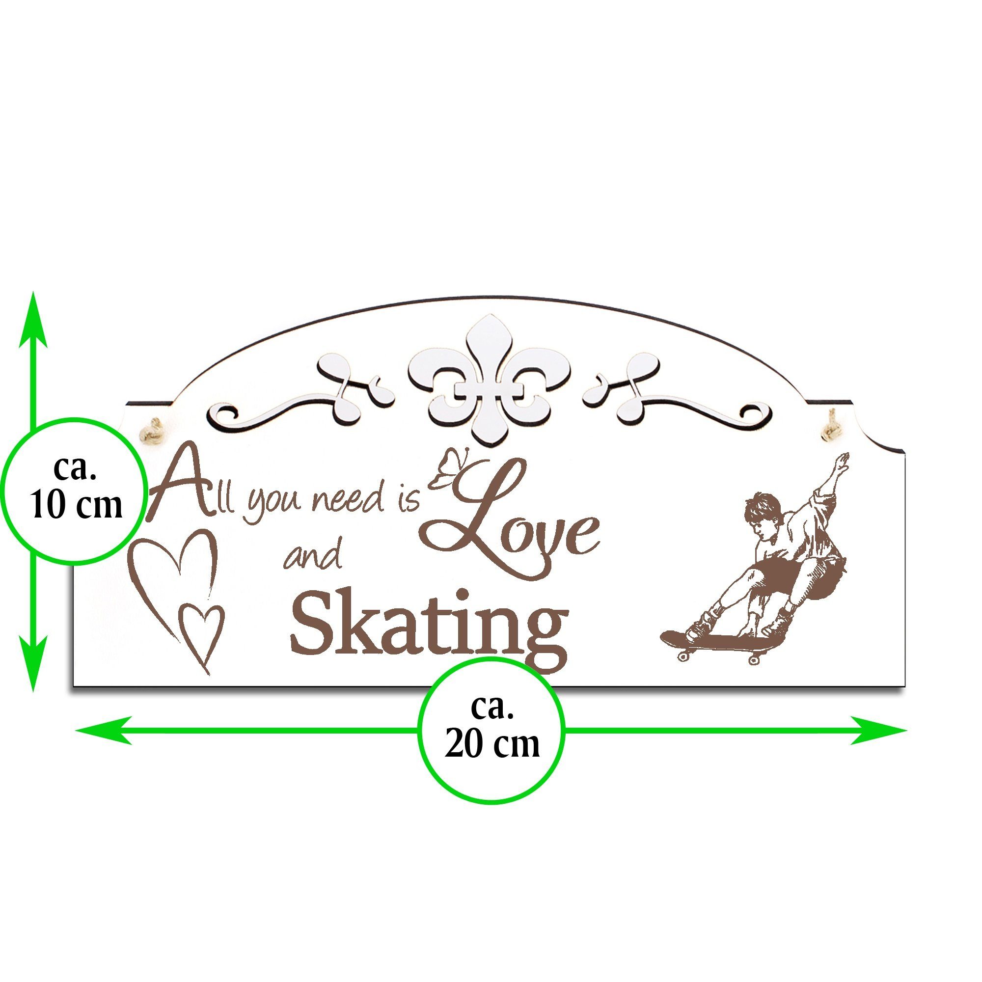 Dekolando All is Love 20x10cm Skater Hängedekoration Deko need you