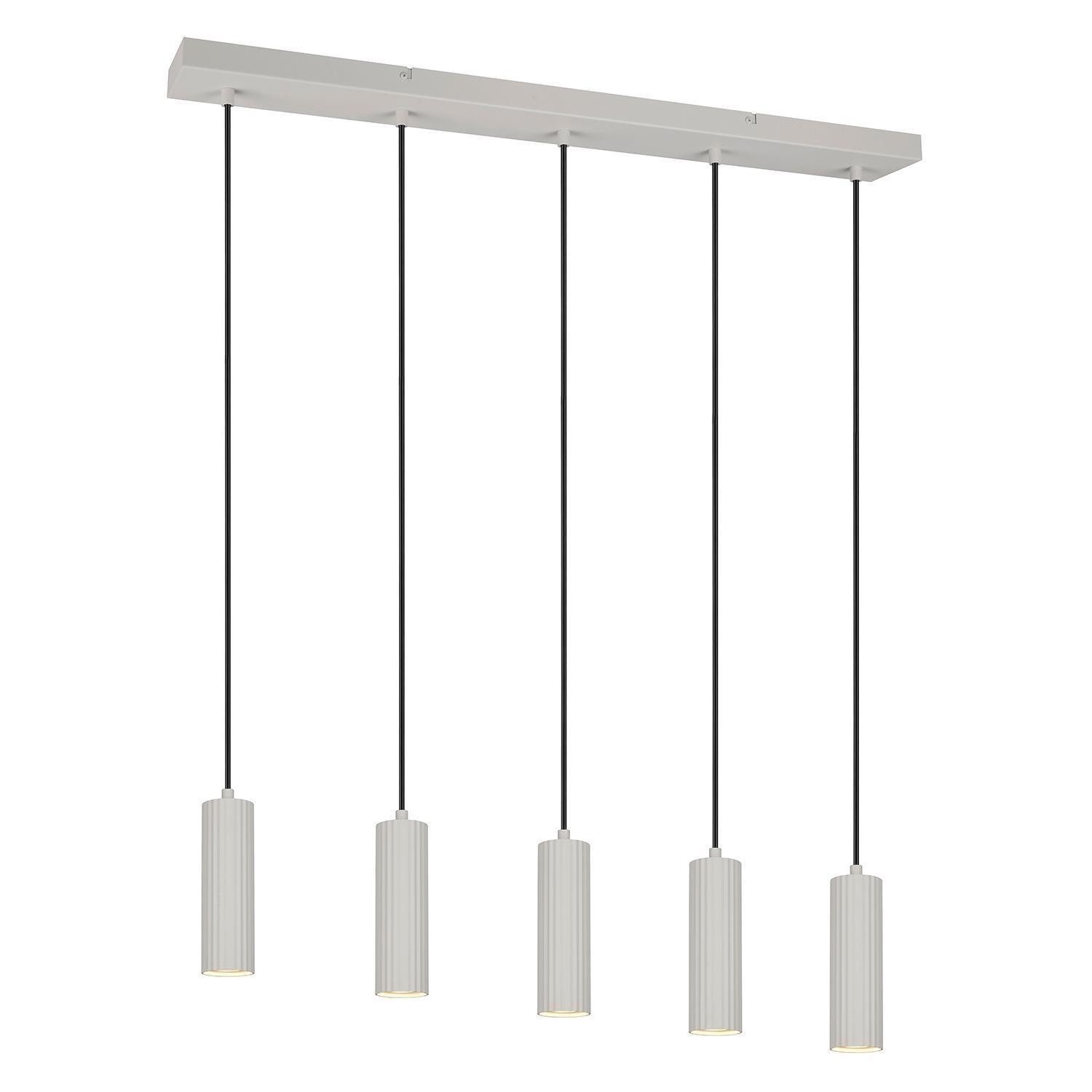TRIO Leuchten Pendelleuchte SOKA, 5-flammig, Grau, Metall, höhenverstellbar, ohne Leuchtmittel, B 85 x H 150 x T 9 cm