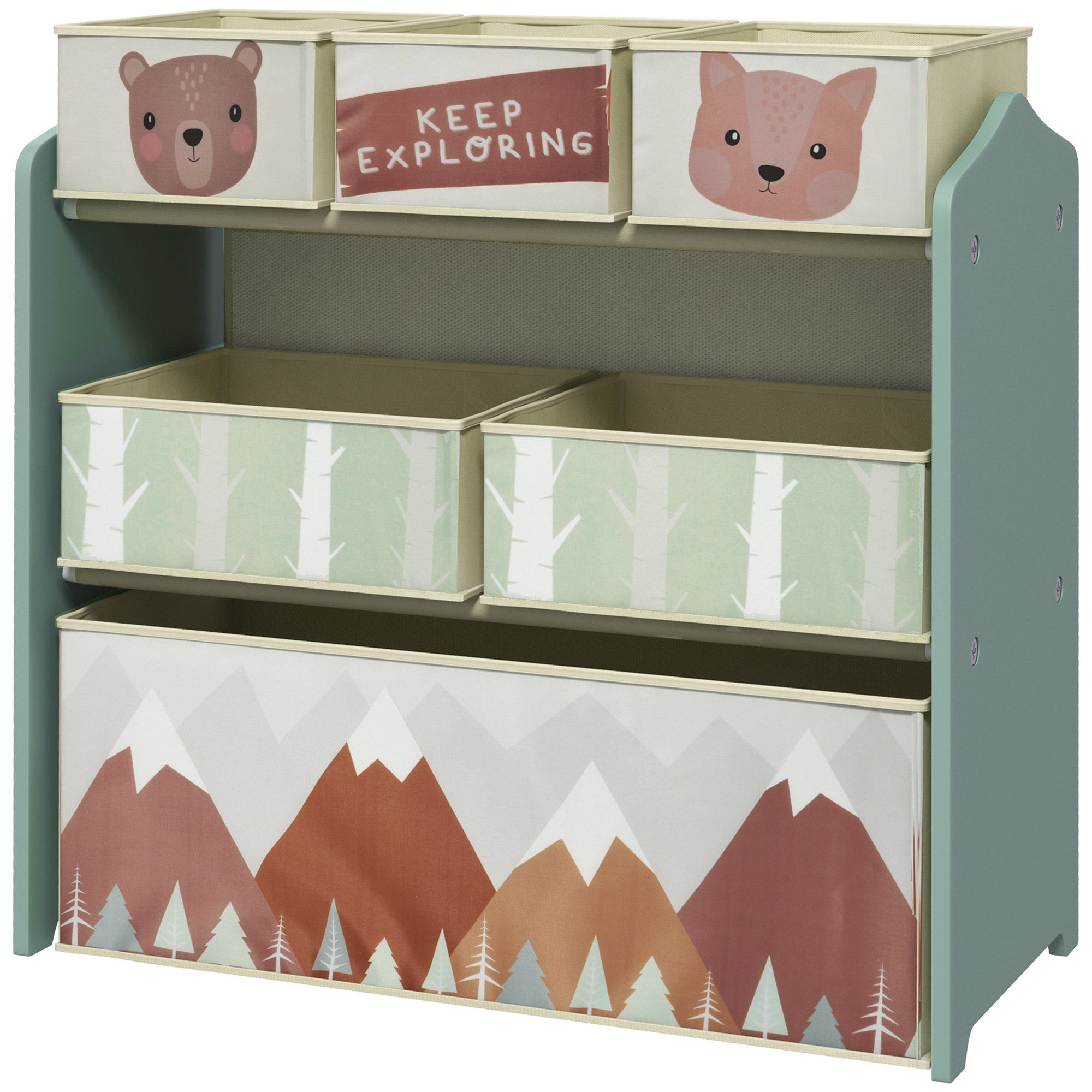 furnicato Kiste Kinder Bücherregal 63L x 30B x 66H cm in Grün (1 St)