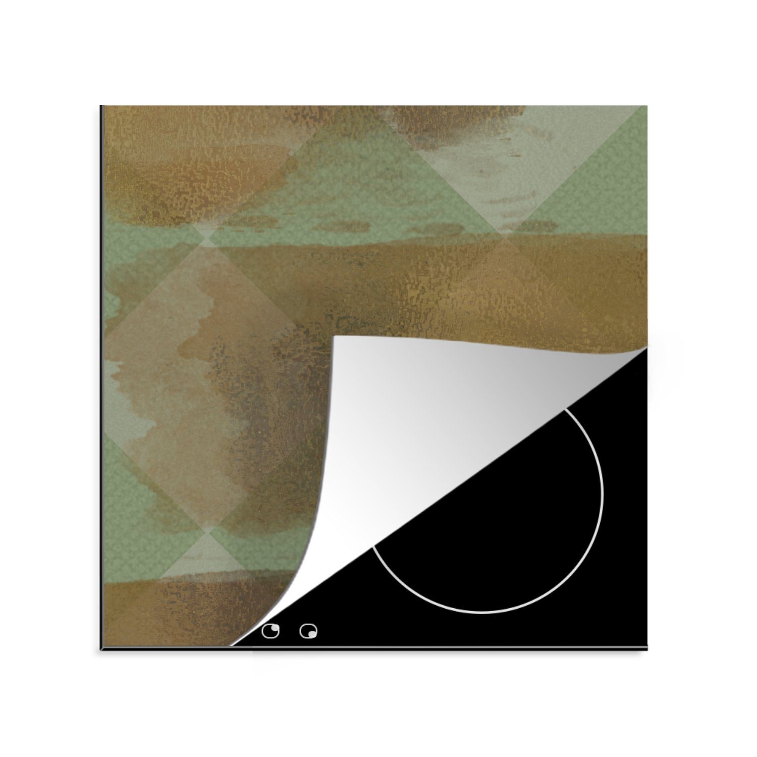 MuchoWow Herdblende-/Abdeckplatte Muster - Gold - Quadratisch, Vinyl, (1 tlg), 78x78 cm, Ceranfeldabdeckung, Arbeitsplatte für küche