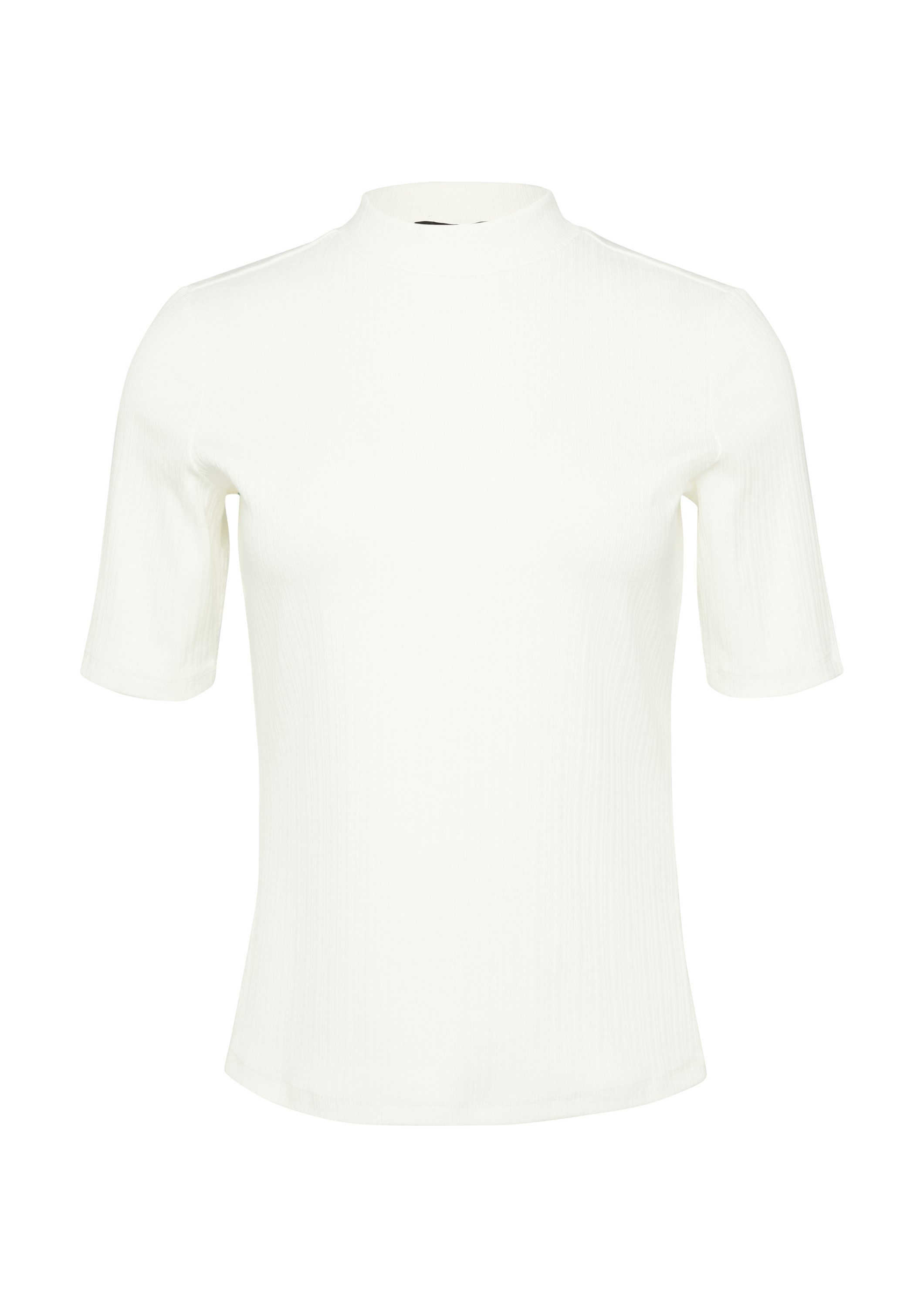 comma Kurzarmshirt T-Shirt Geripptes T-Shirt im Slim Fit