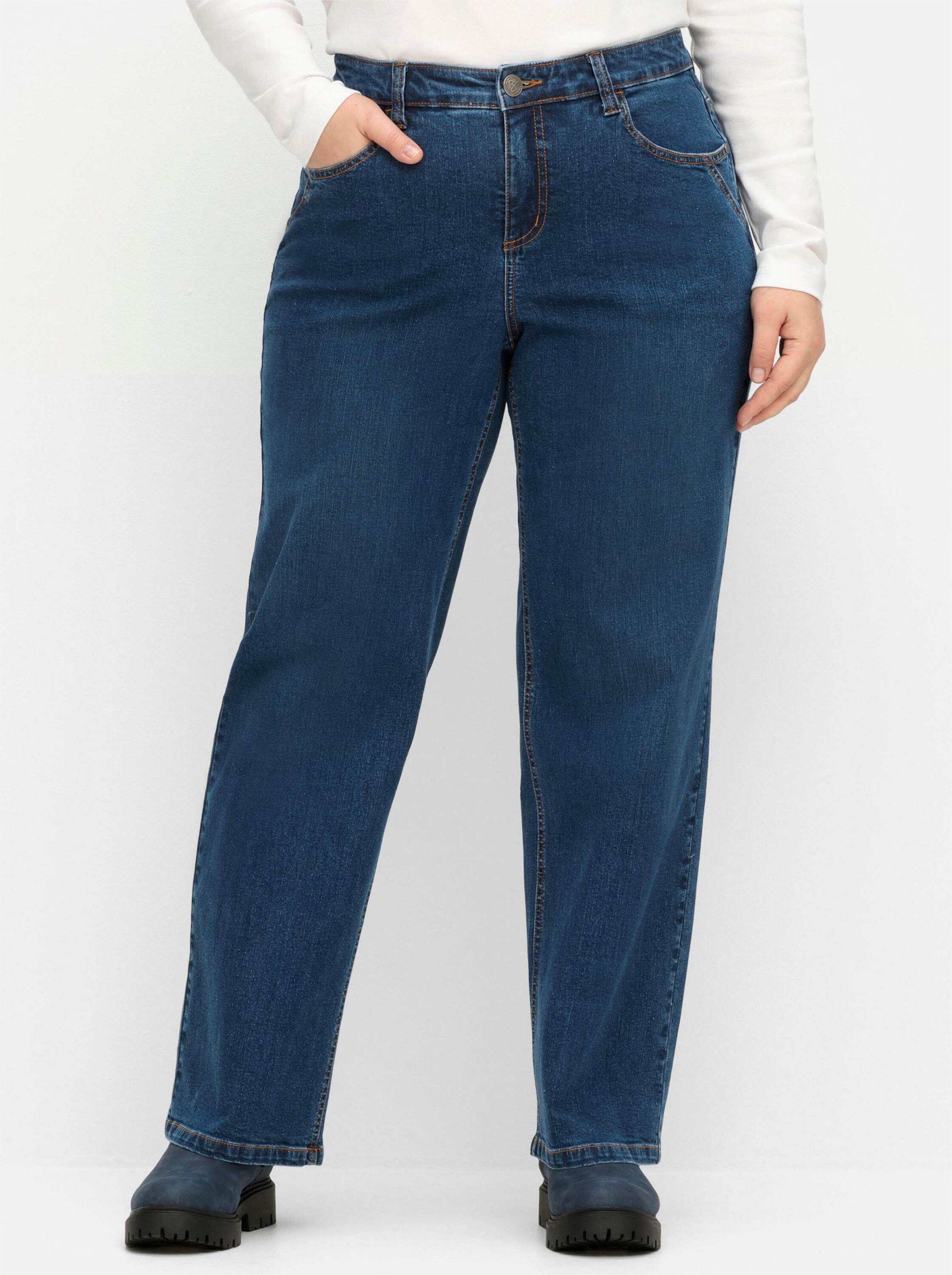 Sheego Bequeme Jeans Weite Jeans ELLA für kräftige Oberschenkel und Waden