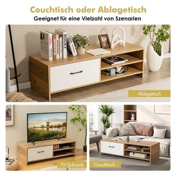 COSTWAY TV-Schrank mit Schublade und Regal, 120 x 42 x 35 cm