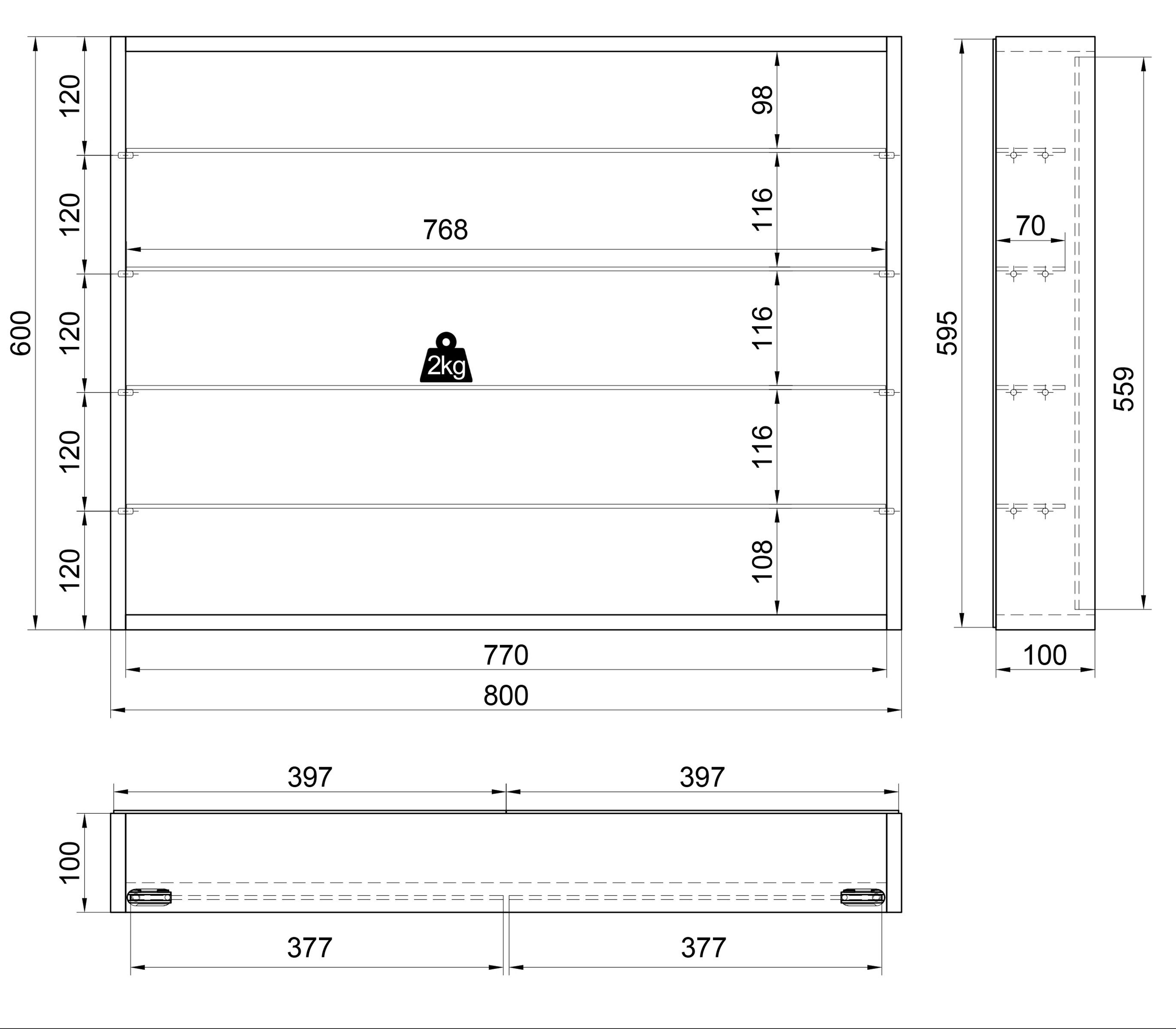 VCM Hängevitrine Mandosa B. 80 x T. 10 x H. 60 cm Präsentation und Aufbewahrung von Sammlerstücken, Wohnzimmer oder Büro – Bild 5 von 5
