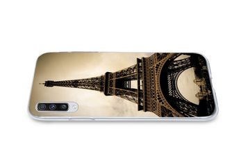 MuchoWow Handyhülle Eiffelturm in Paris Sepia-Fotodruck, Phone Case, Handyhülle Samsung Galaxy A70, Silikon, Schutzhülle