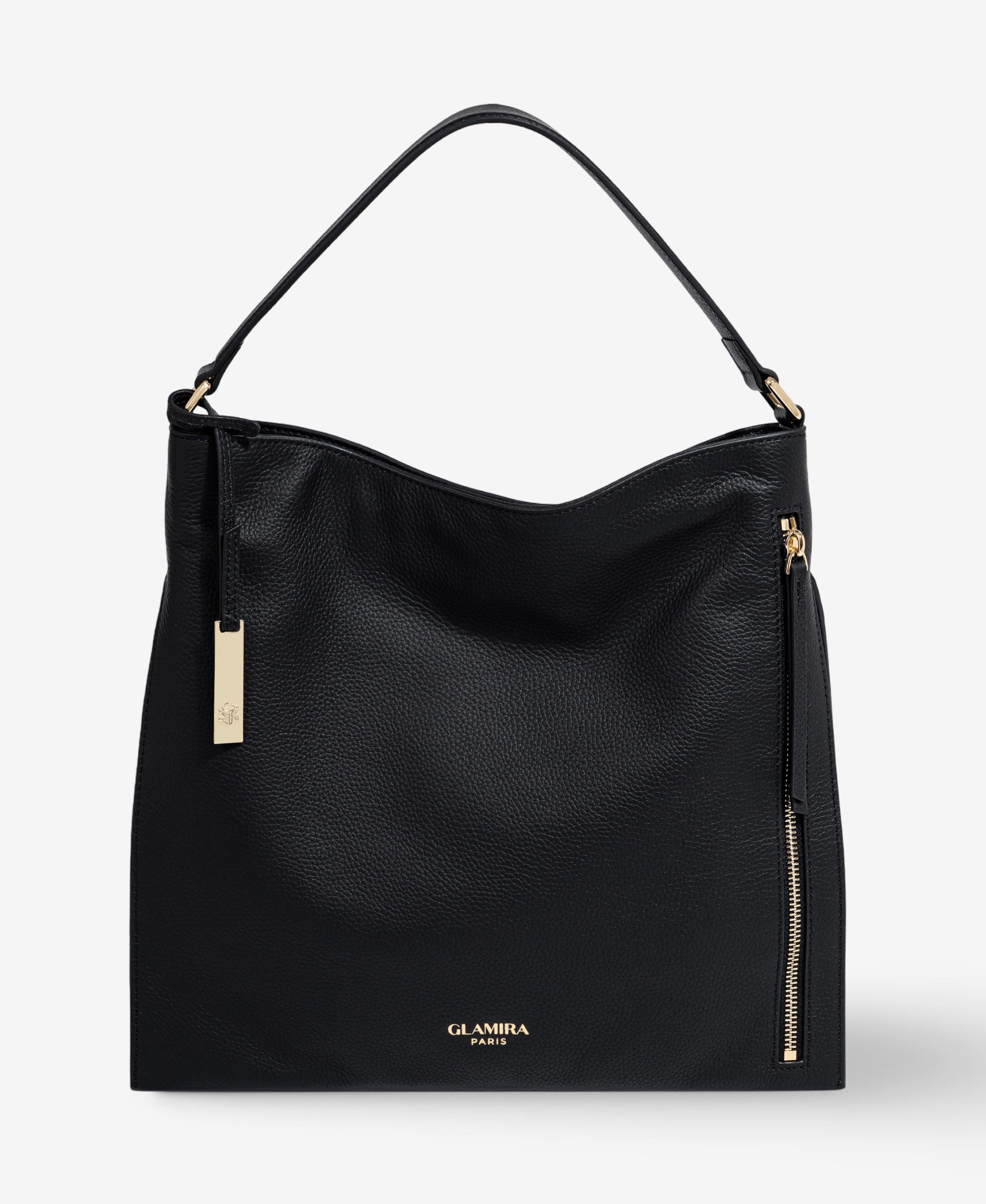 GLAMIRA Handtasche Lysandra Schwarze Schultertasche (1-tlg), echt Leder