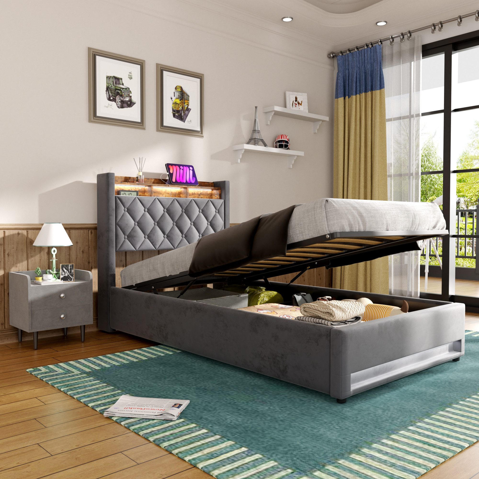 STILVORA Polsterbett 90×190 mit bettkasten,Boxspringbett mit günstig online kaufen