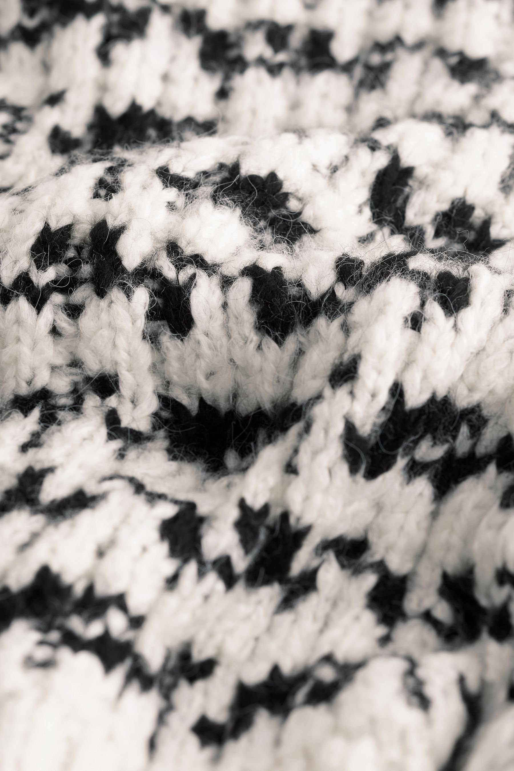 Pullover (1-tlg) White/Black Hochgeschlossener, Next gerippter Stehkragenpullover mit Streifen