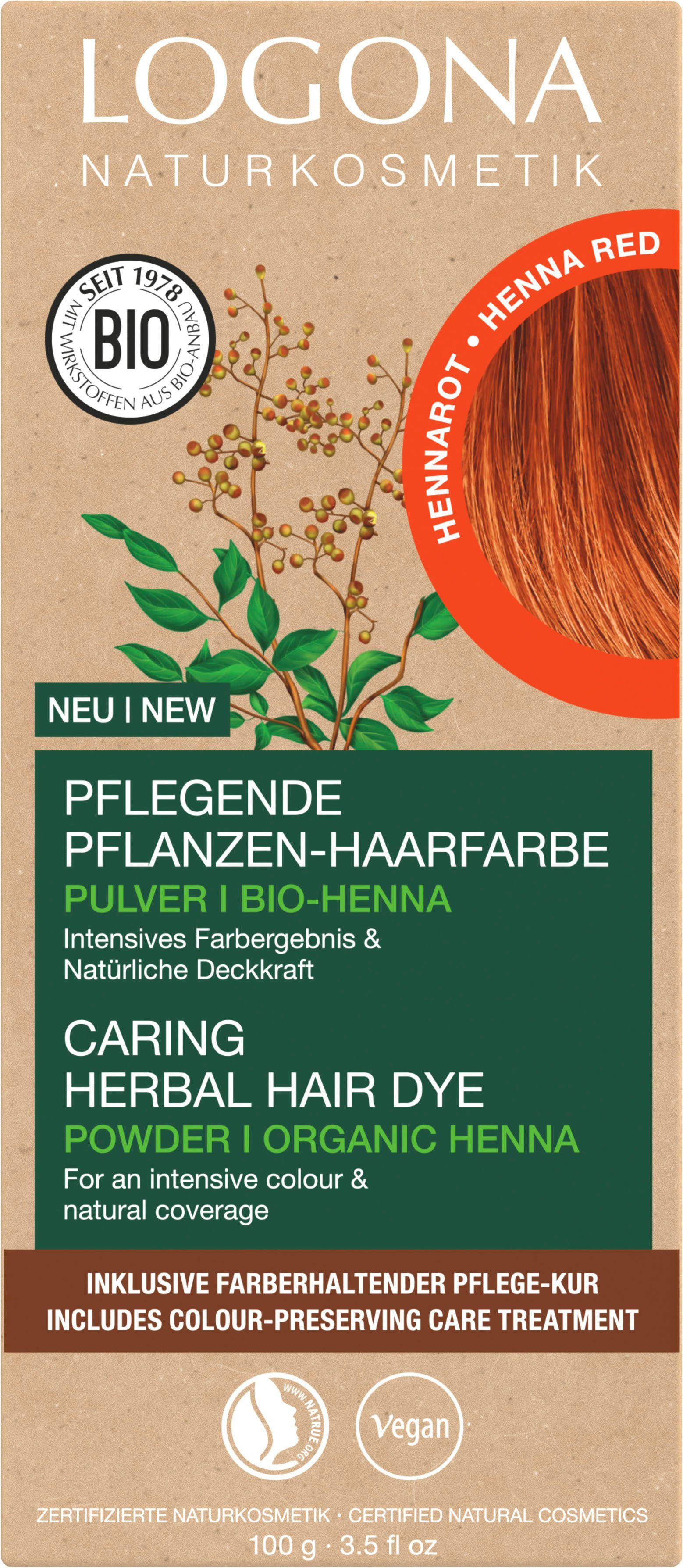 Pflanzen-Haarfarbe Hennarot Haarfarbe Pulver LOGONA 04