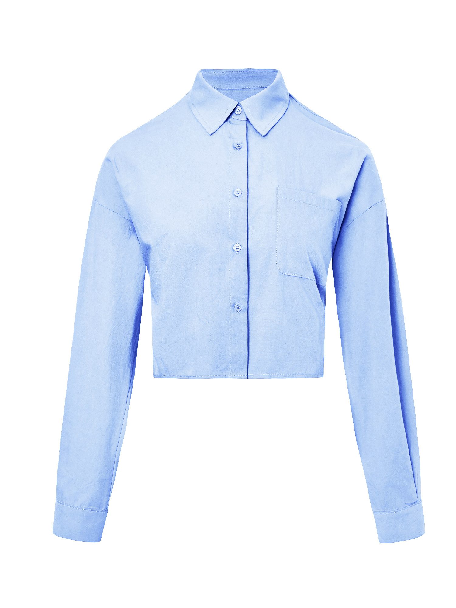Imily Bela Blusenshirt Damen Cropped Shirt Casual Oberteil (Packung, 1-tlg., 1per-Pack) aus Baumwolle mit Hemdkragen und Knopfleiste – Bild 5 von 5