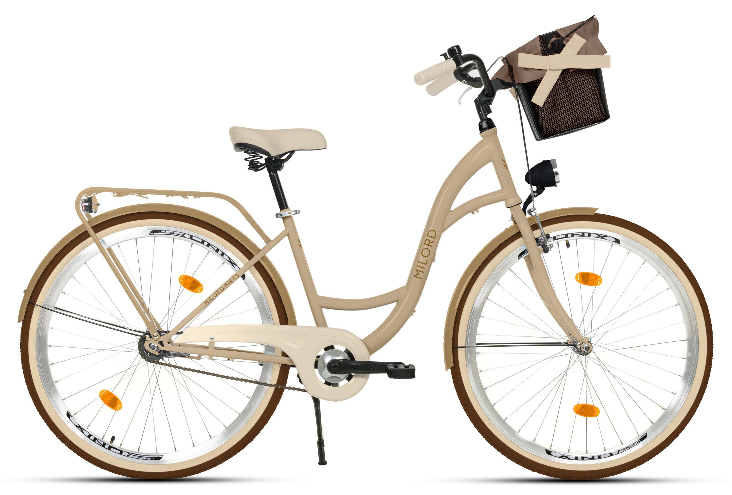 City Gang BIKES Cityrad 1 MILORD Milord Braun-Creme, 1-Gang, Korb 28 Zoll, Damenfahrrad, Fahrrad