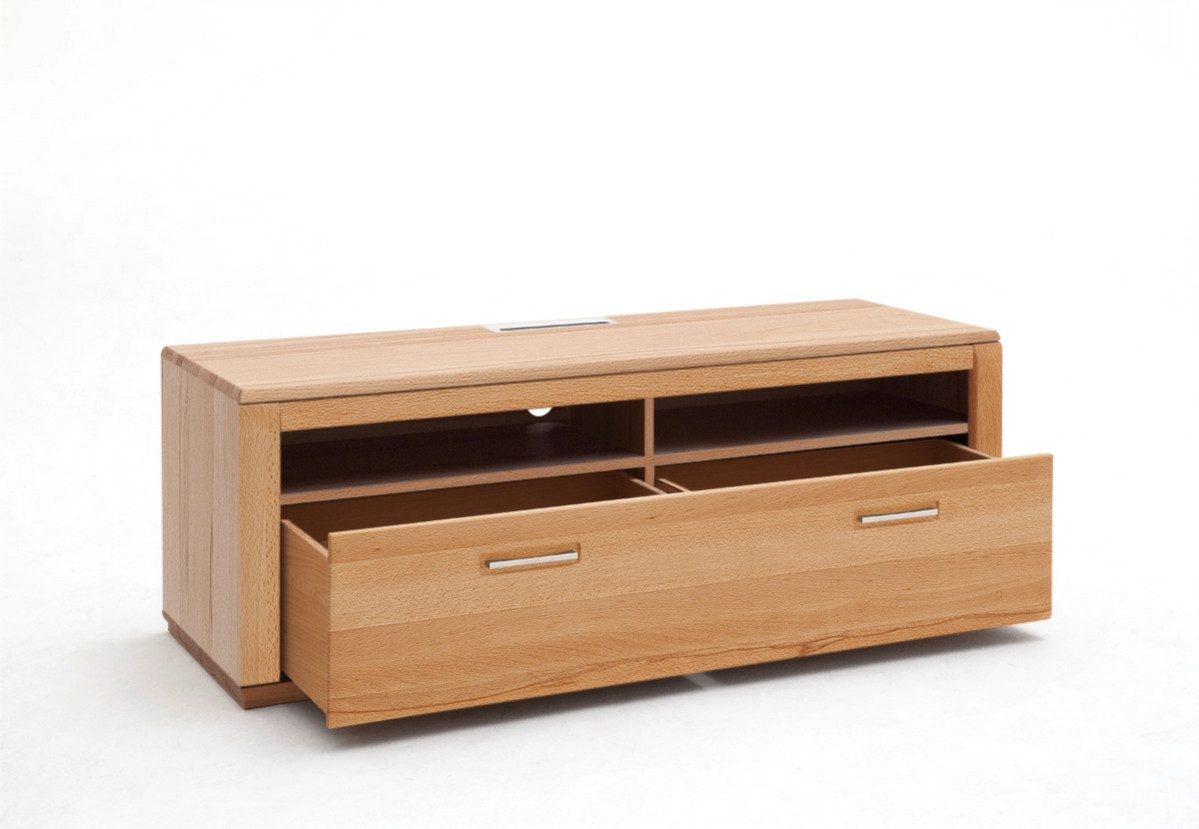 Empinio24 TV-Bank Sanremo, Breite 154 cm, Kernbuche teilmassiv, mit 1 großen Schublade