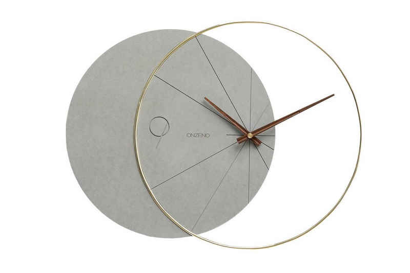 ONZENO Wanduhr THE GREY MOON. 58x45.5x1.2 cm (handgefertigte Design-Uhr)